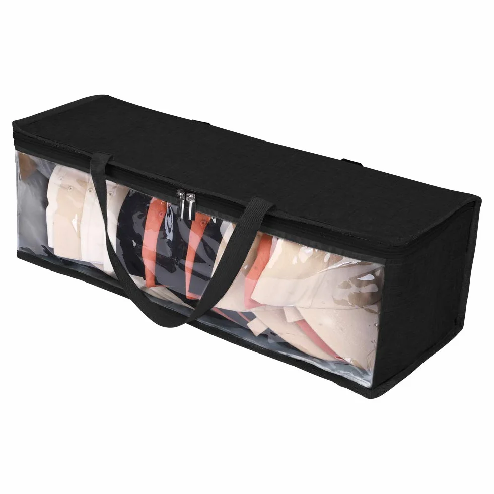 organizer per cappelli da baseball, borsa per berretti da baseball, plastica trasparente, manici neri e chiusura a cerniera, resistente alla polvere, 50 cmx15.8 cmx15.8 cmx18.8 cm (nero)