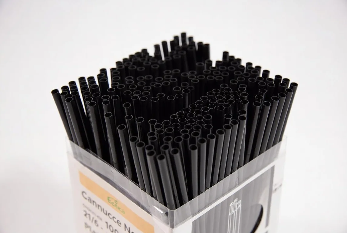 1000 Cannucce Nere Biodegradabili - lunghe 21 cm x 6 mm - Cannucce compostabili uguali a quelle di plastica adatte per cocktail, bar e catering. Resistenti fino a 40 gradi