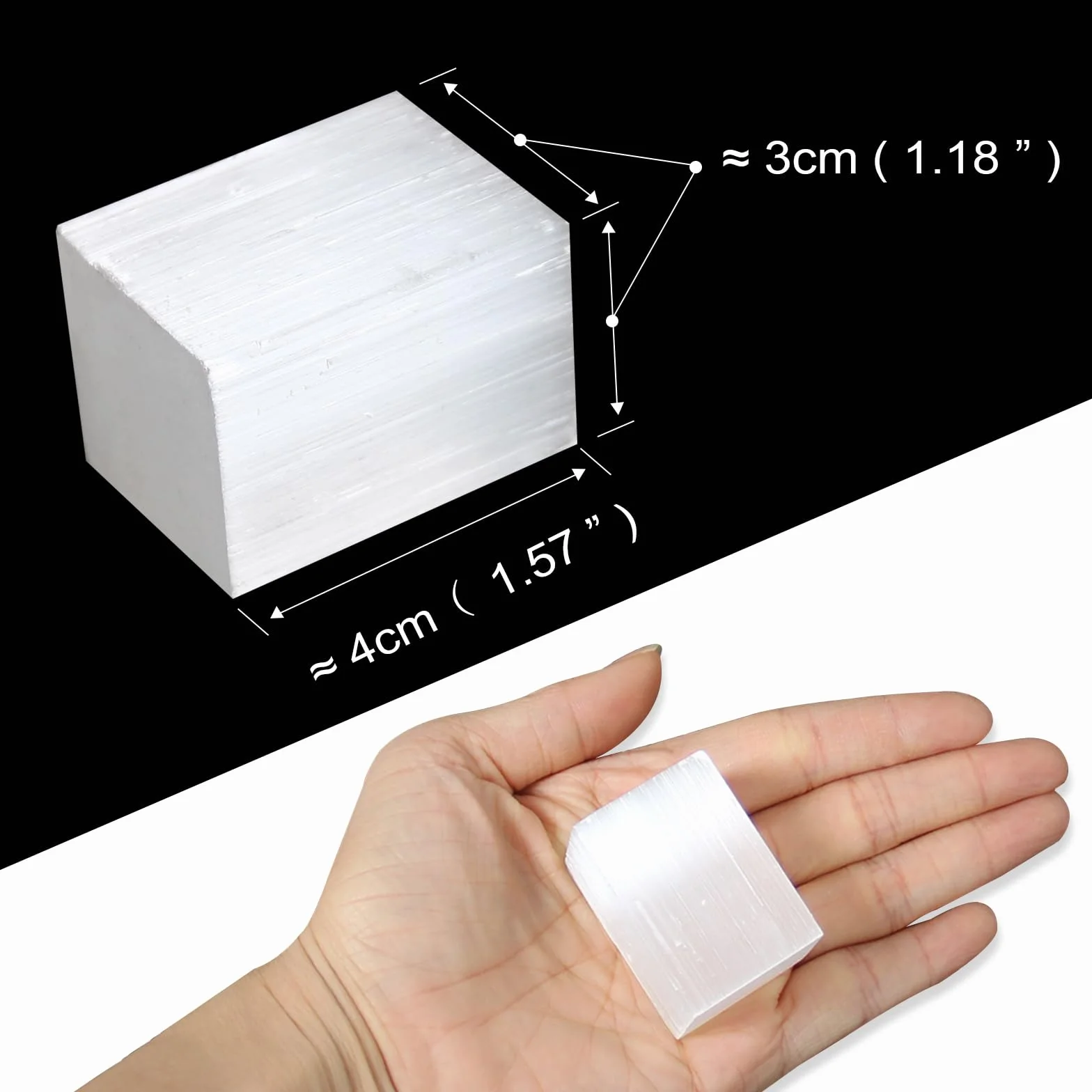 Cubo di Selenite 70g Pietra Energetica Tascabile Guarigione Chakra