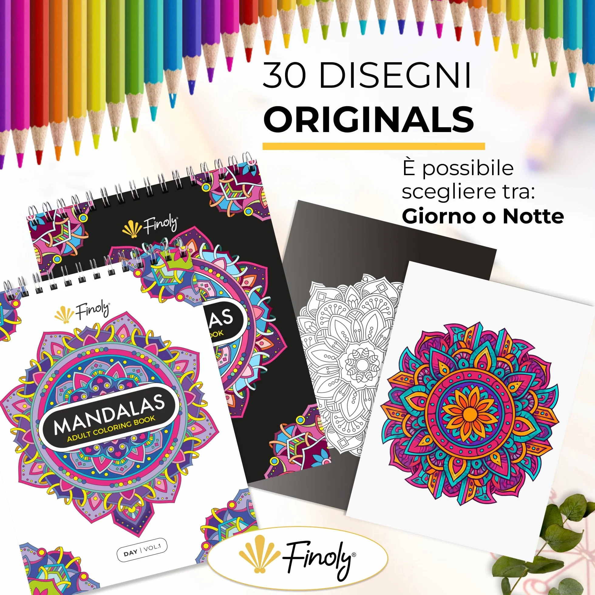 Libro mandala da colorare per adulti A4 30 illustrazioni originali Carta Premium Rilegatura a spirale Volume 1