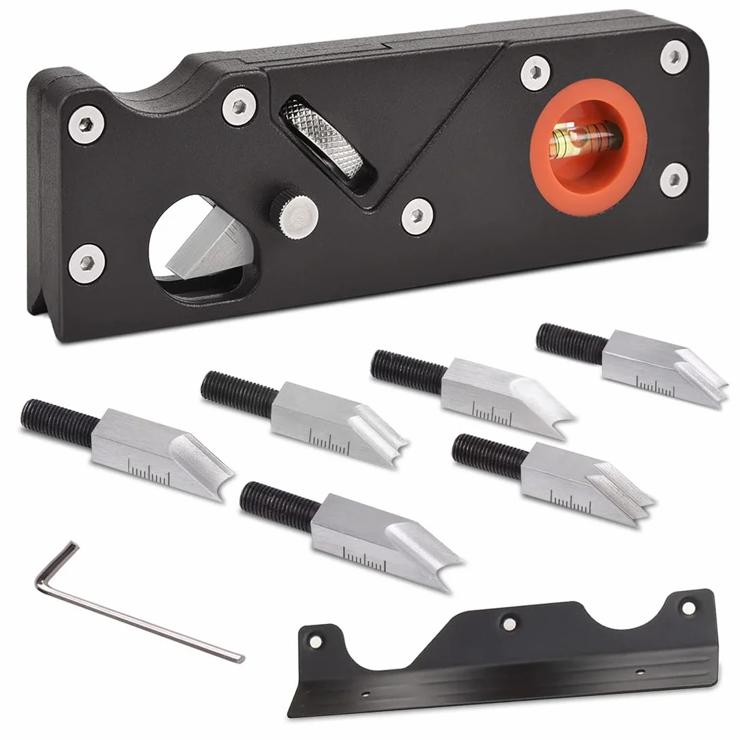 Pialla a smusso per la lavorazione del legno con bordo piano angolare per appiattimento, pialle angolari per legno, pialla manuale per smussatura manuale per tagliare i bordi del legno(con 7 coltelli)