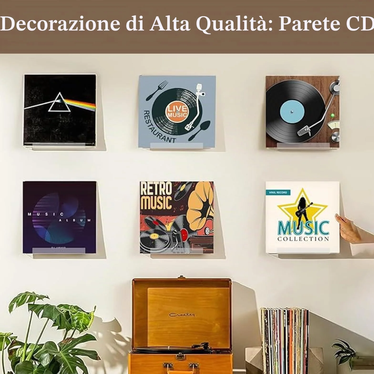 6 Pezzi porta vinili da parete Trasparente, porta cd da parete, mensole per vinili, espositore vinili, porta dischi vinile (Trasparente)