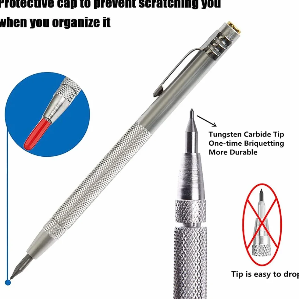 3Pack Metallo Carburo di Tungsteno Scriber Punta In Carburo di Tungsteno Scriber Scribe Tool con, con 20 Punte di Marcatura di Ricambio per Vetro/Ceramica/Acciaio Temprato