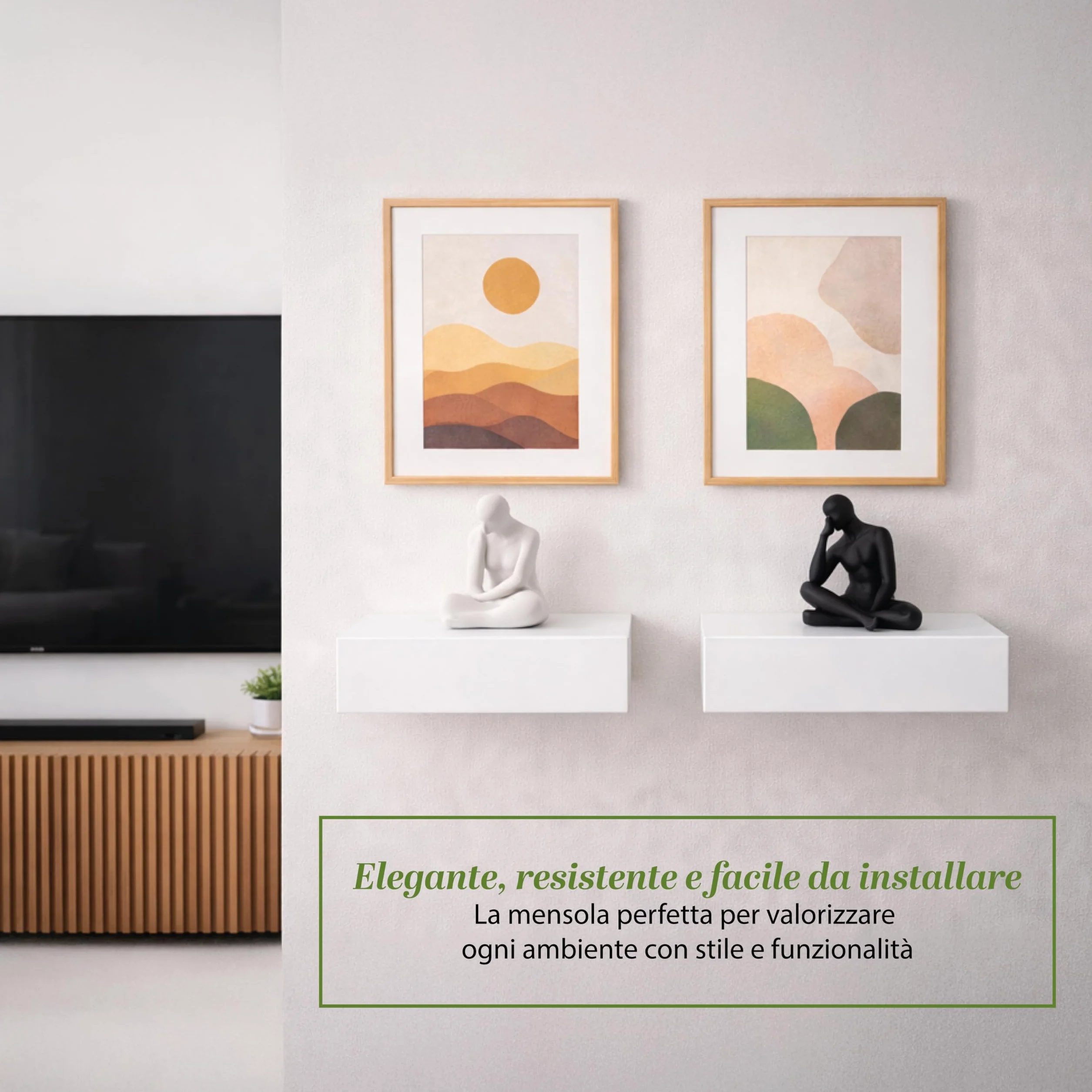 Mensola a Parete con Cassetto Integrato - in Legno, Sospeso, Design Moderno, Versatile, Salvaspazio, per Soggiorno, Ingresso, Camera da letto, Portata 5Kg - 40X24X10h CM (Bianco)