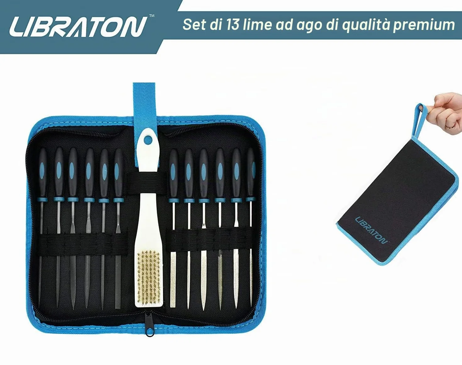 LIBRATON Lime ad Ago, Set di Lime, Lime Diamantate 13 Pezzi, per Modellare, Set di Mini Lime per Limare Metallo, Legno, Plastic