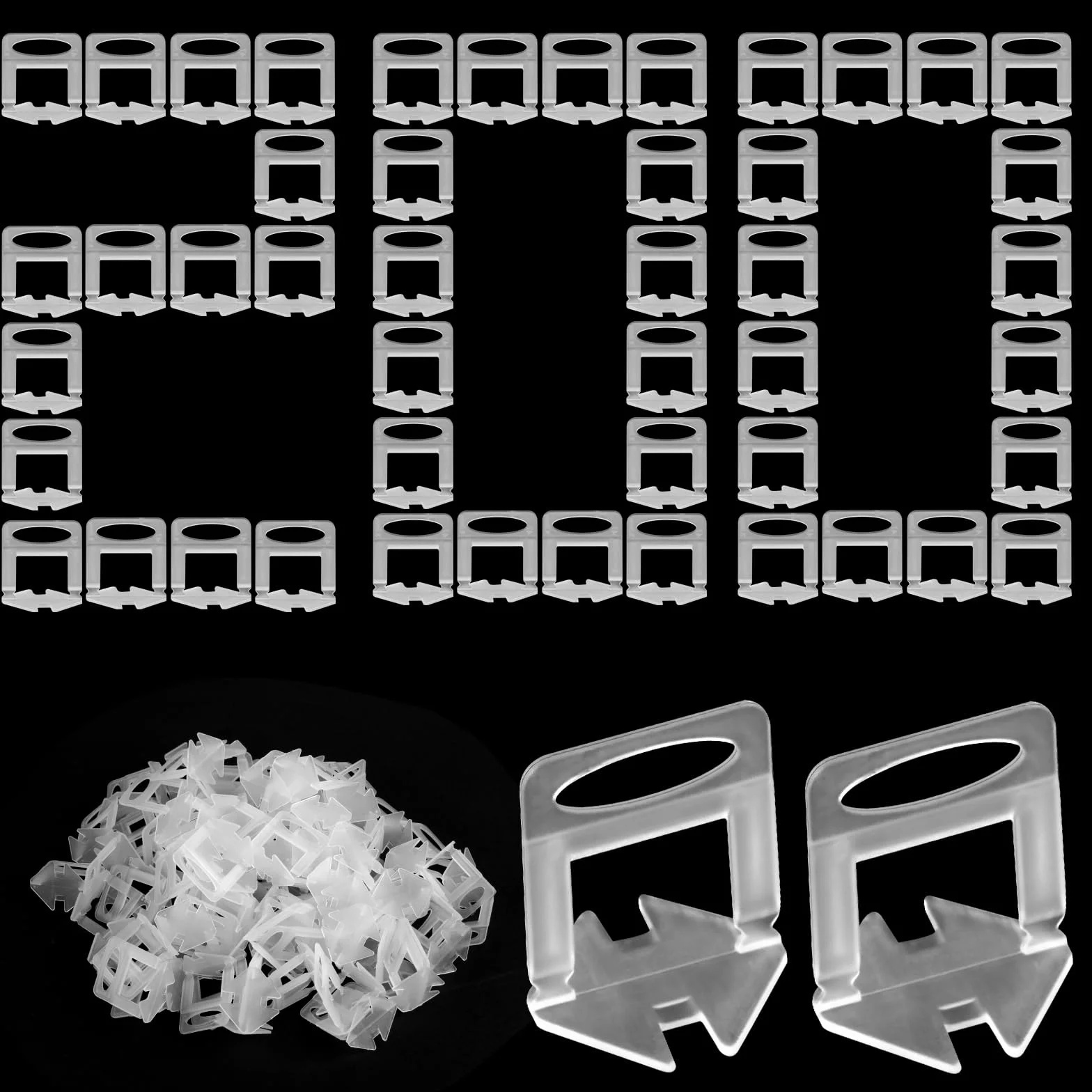 Flintronic 200 Pezzi Clip Distanziatore di Livellamento, Fissaggio Piastrelle Monouso Supporto Distanziatore, per Piastrelle 2mm, Distanziatori Livellanti per Piastrelle Bagno Cucina Terrazzo