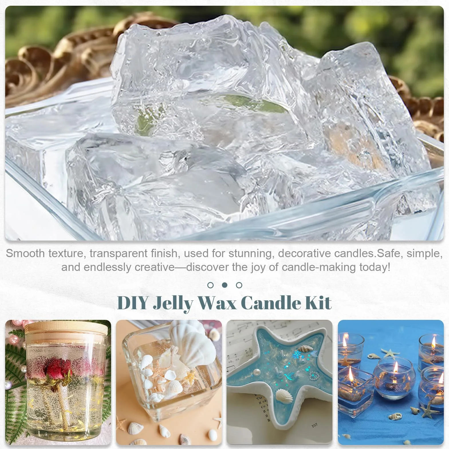 Cera Gel Trasparente per Candele Cera di Gel per Creazioni Artigianali e Decorazioni - 400g