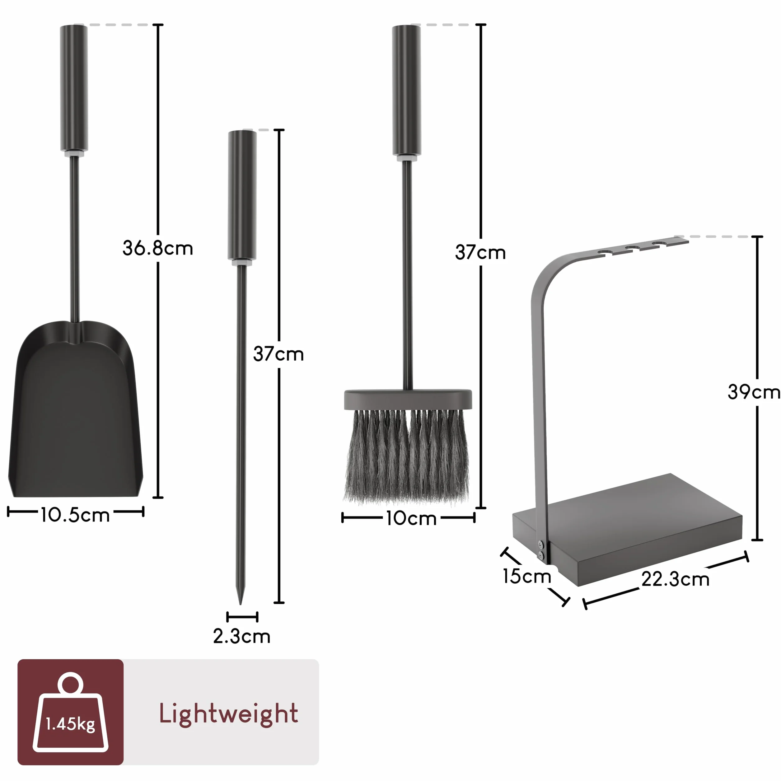 Aston Fuoco Companion Set 4 Pezzi Metallo Nero