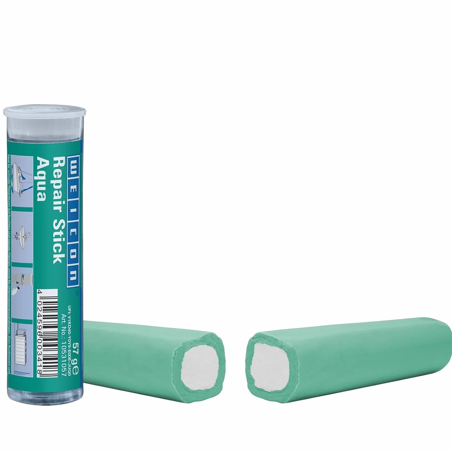 WEICON Barretta Acqua | 2 Componenti Adesivo Speciale | Resina Epossidica | Riparazione Rapida Di Ratori, Piscina, Marittimo, Subacqueo, Bianco, 57G