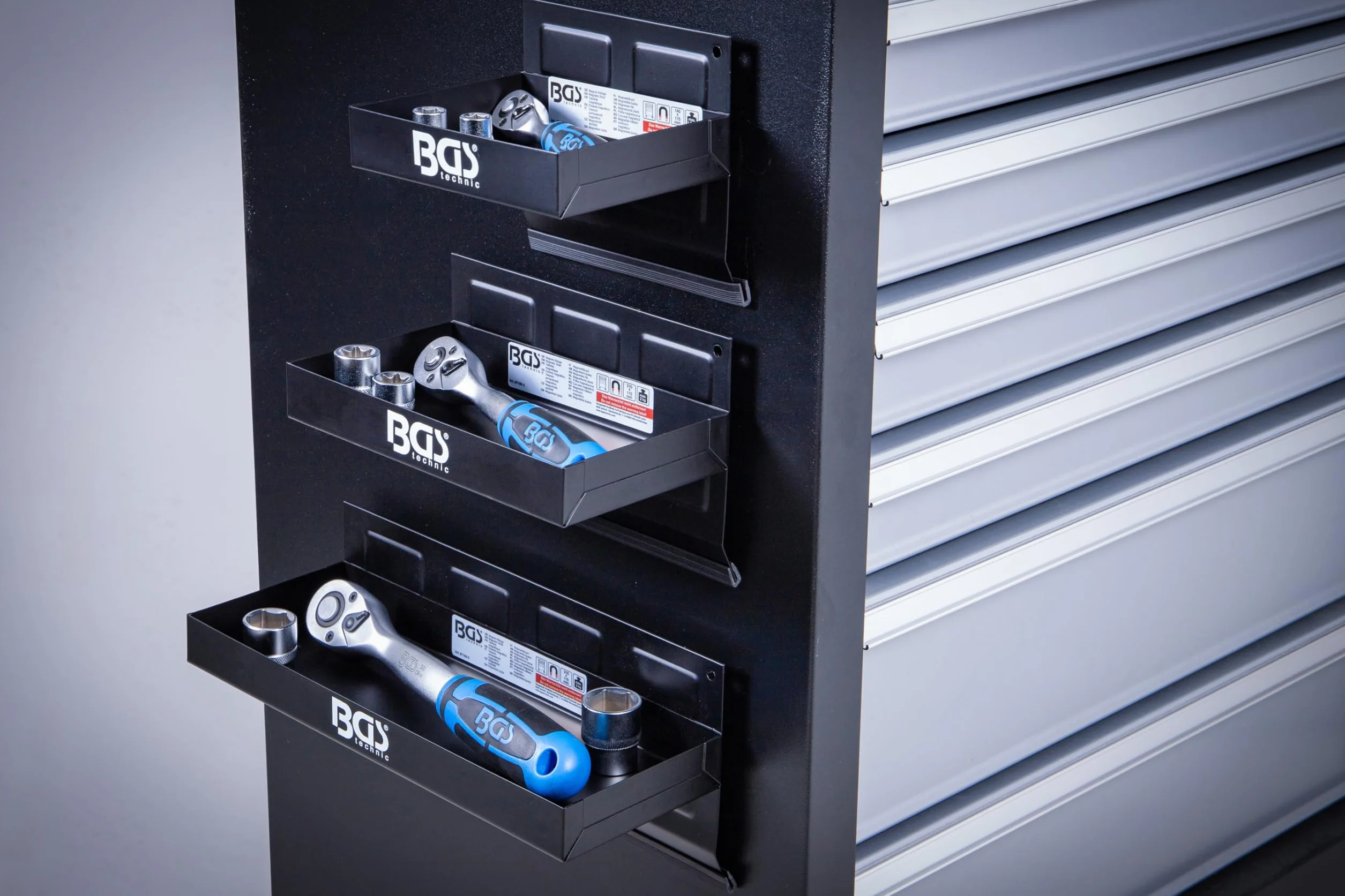 BGS 67150 | Serie di vaschette portaminuteria magnetiche | 150 / 210 / 310 mm | 3 pz.