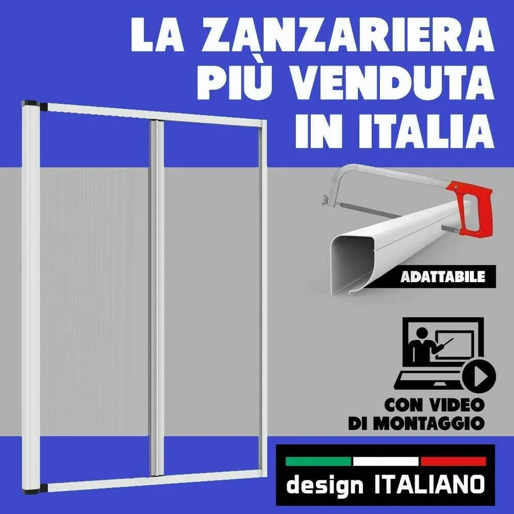 Zanzariera a Rullo Laterale Riducibile per Portefinestre in kit fai da te Vari Colori (140 x 250, Bianco)