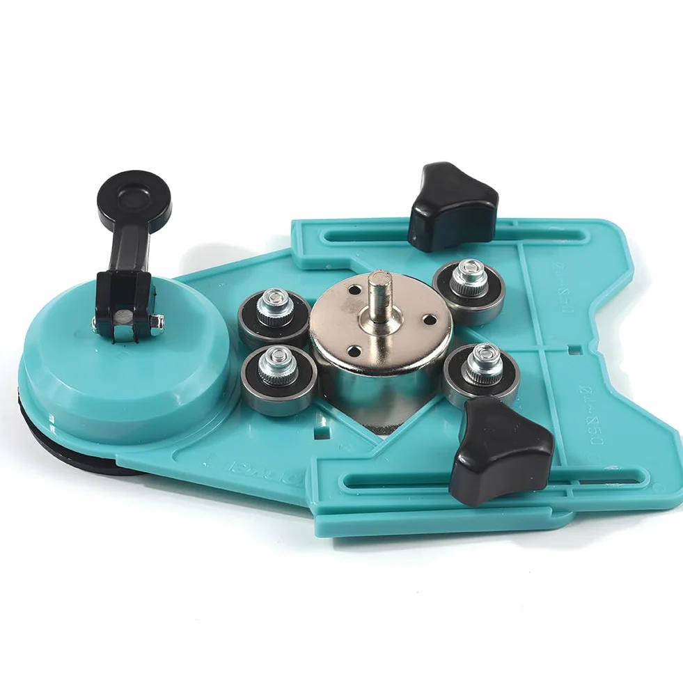 Localizzatore di Fori per Piastrelle Vetro, Guida Trapano Punta Diamantata Guide Ventose a Nucleo Cavo Sega Punte Ceramica Tazza Regolabile 4 mm a 80 mm Base Ventosa Marmo Ceramico Perforazione Seghe