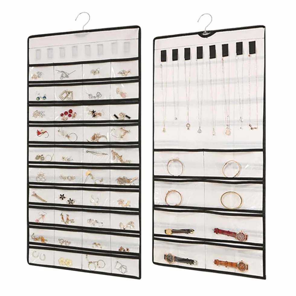 Organizzatore Collane da Armadio Portagioie da Muro Appendero Orecchini Hanging Jewelry Organizer Bianco