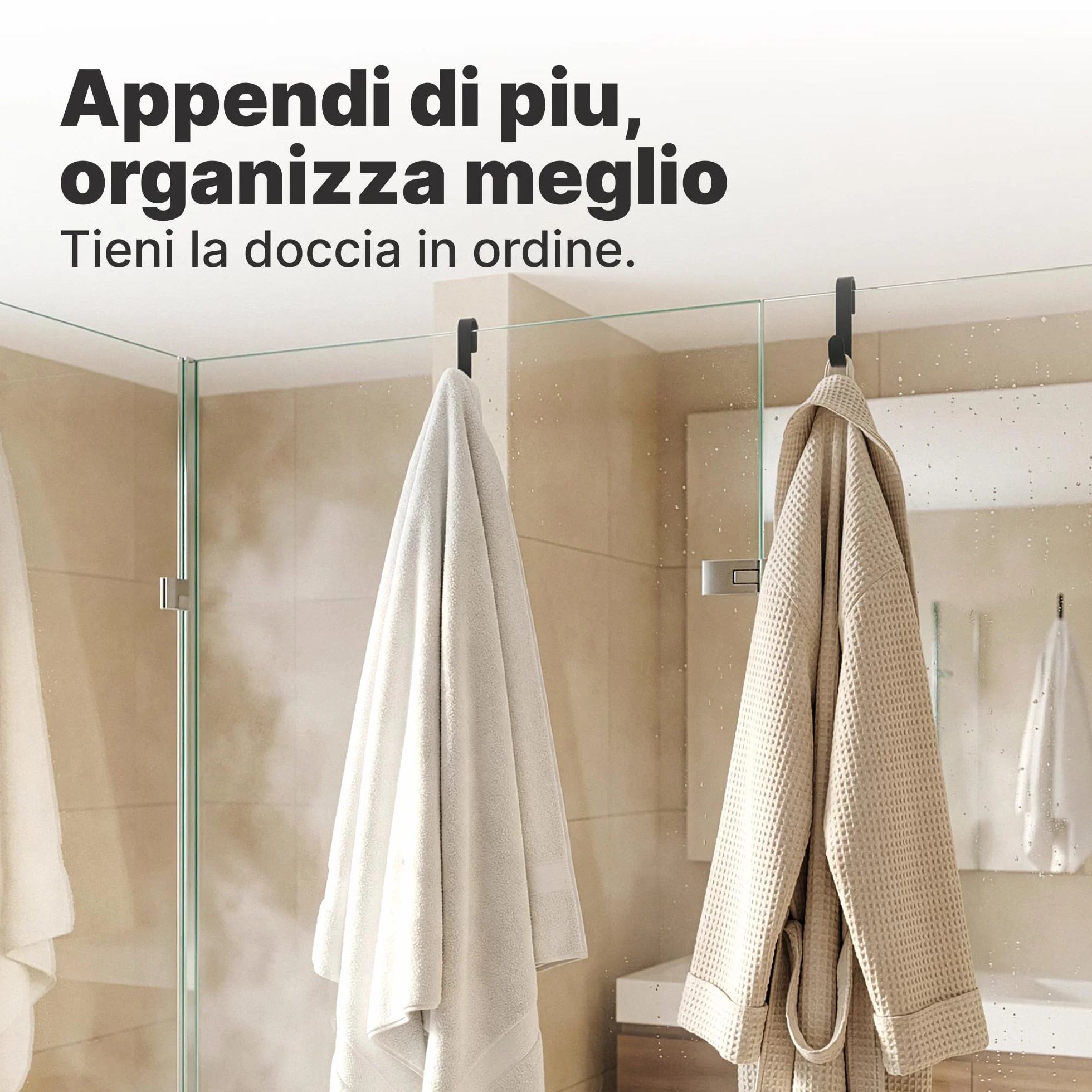Ganci in Silicone da Appendere per Porte Doccia in Vetro Senza Telaio, Set da 2