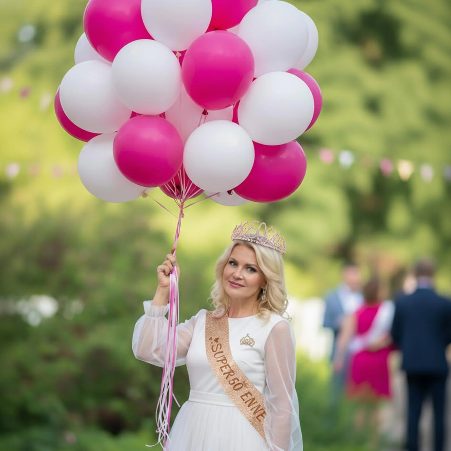 NEONSKY Fascia Compleanno Donna con Corona e Spilla Mini Corona, Set Regalo Elegante per 18 21 30 40 50 60 70 80 Anni, Include Fascia Personalizzata, Corona, Biglietto con Busta Kraft (50 anni)