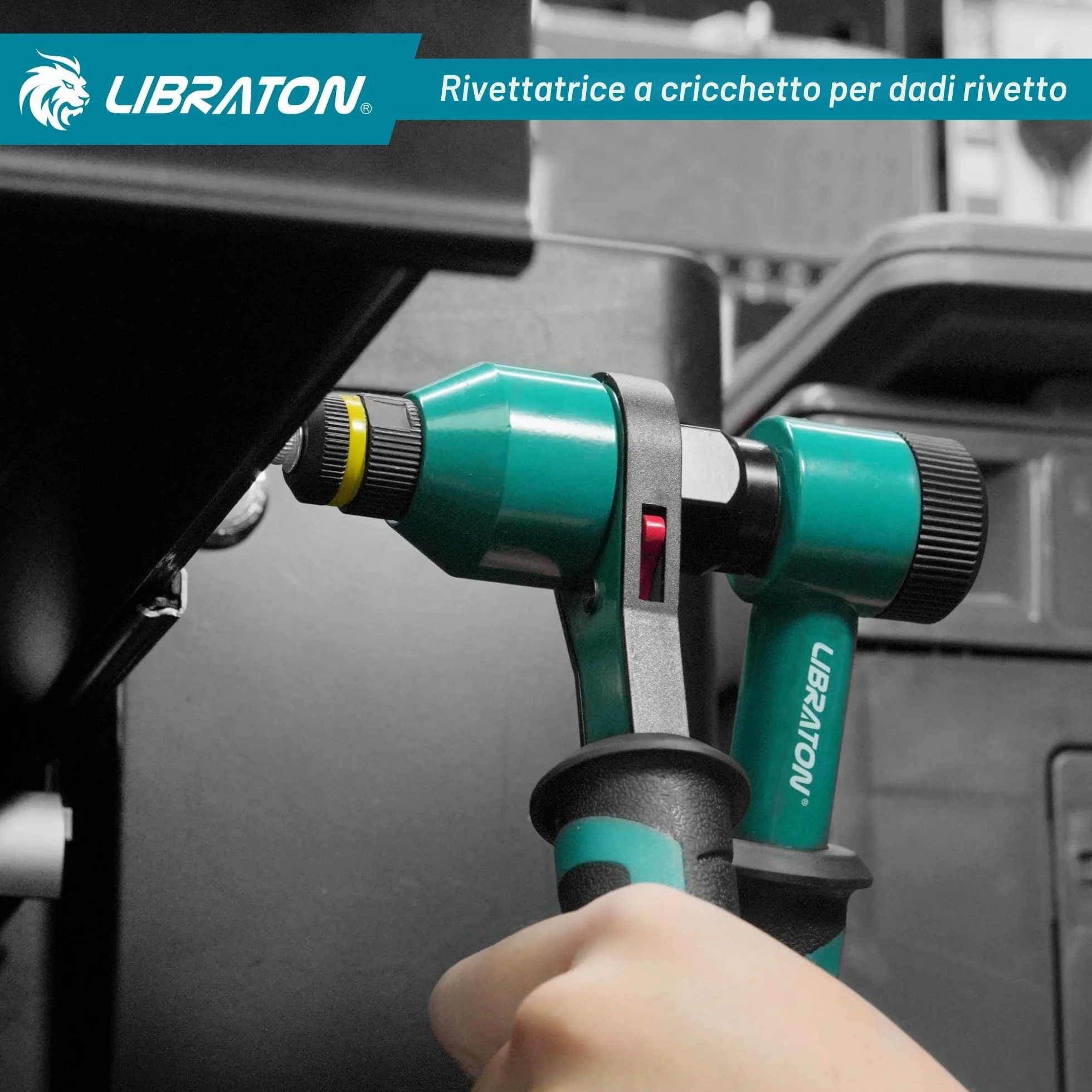LIBRATON Rivettatrice per Inserti Filettati Manuale a Cricchetto con 5 Mandrini, 5 Ugelli, 50 Rivetti Dadi