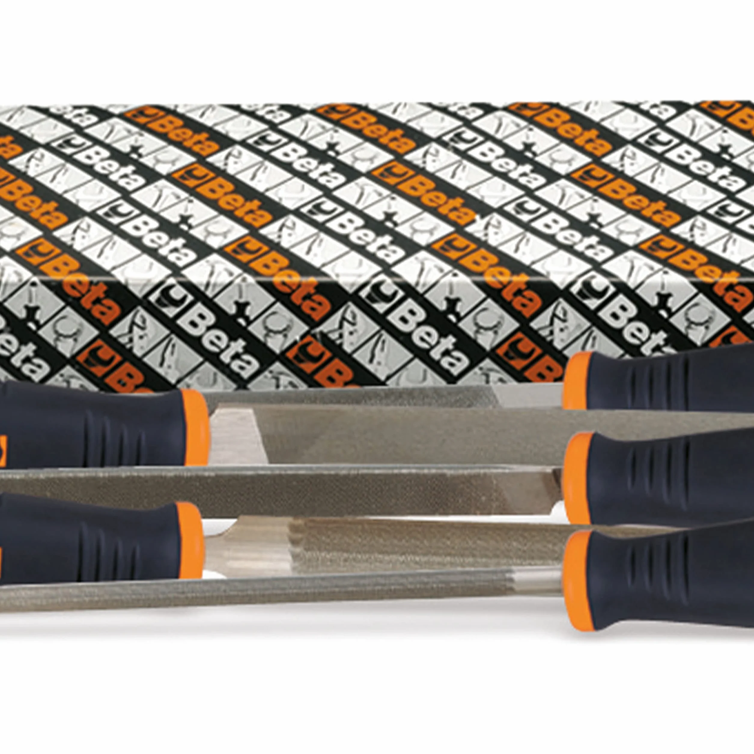 BETA - Set 5 Lime a Taglio Mezzodolce con Impugnatura Bimateriale Antiscivolo 200 mm, Serie Lime Professionali per Sgrossatura e Finitura Metallo Legno e Plastica, Manutenzione Tecnica, 1719BMA8/S5
