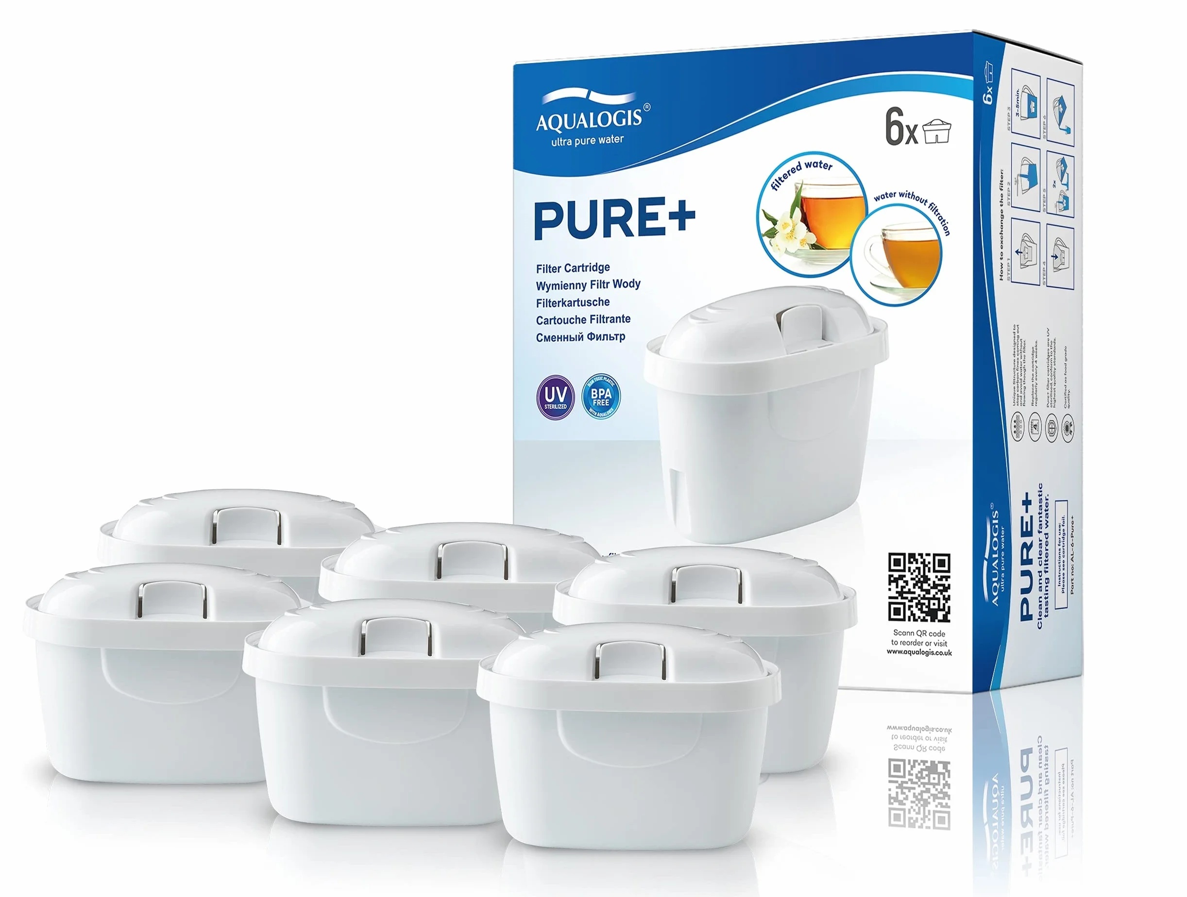 Aqualogis Cartucce Filtranti Compatible per Brita Maxtra Maxtra+ Caraffa Filtrante 6 pezzi