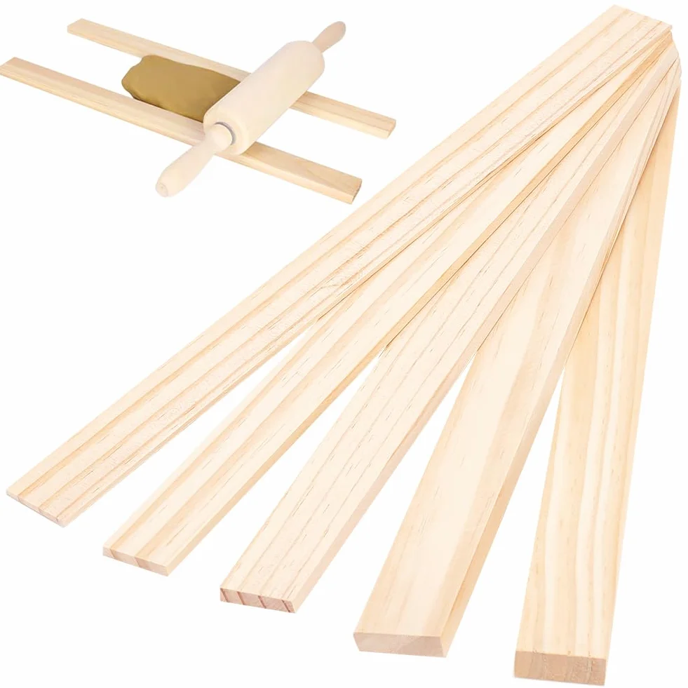 BENECREAT 10 pz Fogli di Legno Strumenti di Ceramica, Guida per Bastoncini di Fango Rettangolare di 5 Dimensione per Lo Spessore Dell'Argilla Polimerica in Ceramica,Halloween Christmas