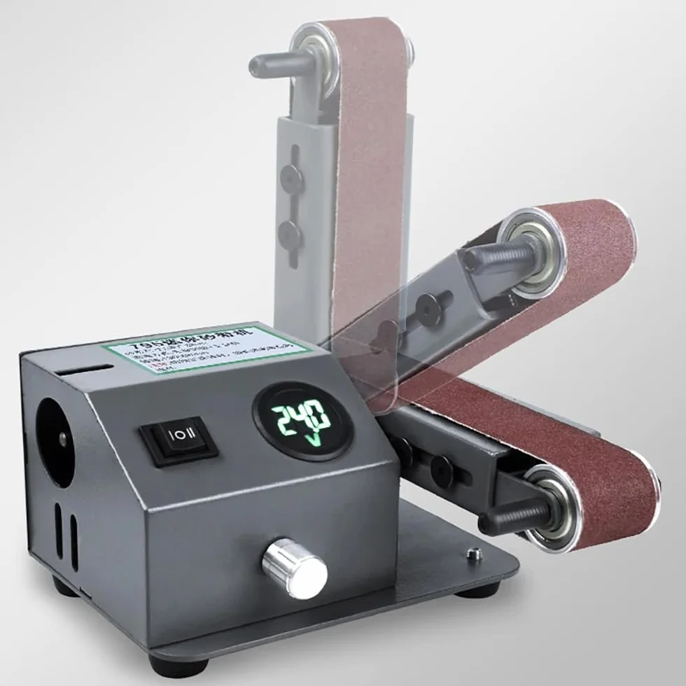 Mini Affilacoltelli Elettrico, Levigatrice a Nastro a Doppio Scopo a Secco e Bagnato, Smerigliatrice, Levigatrice, Lucidatrice, Velocità 0-13000Giri/min