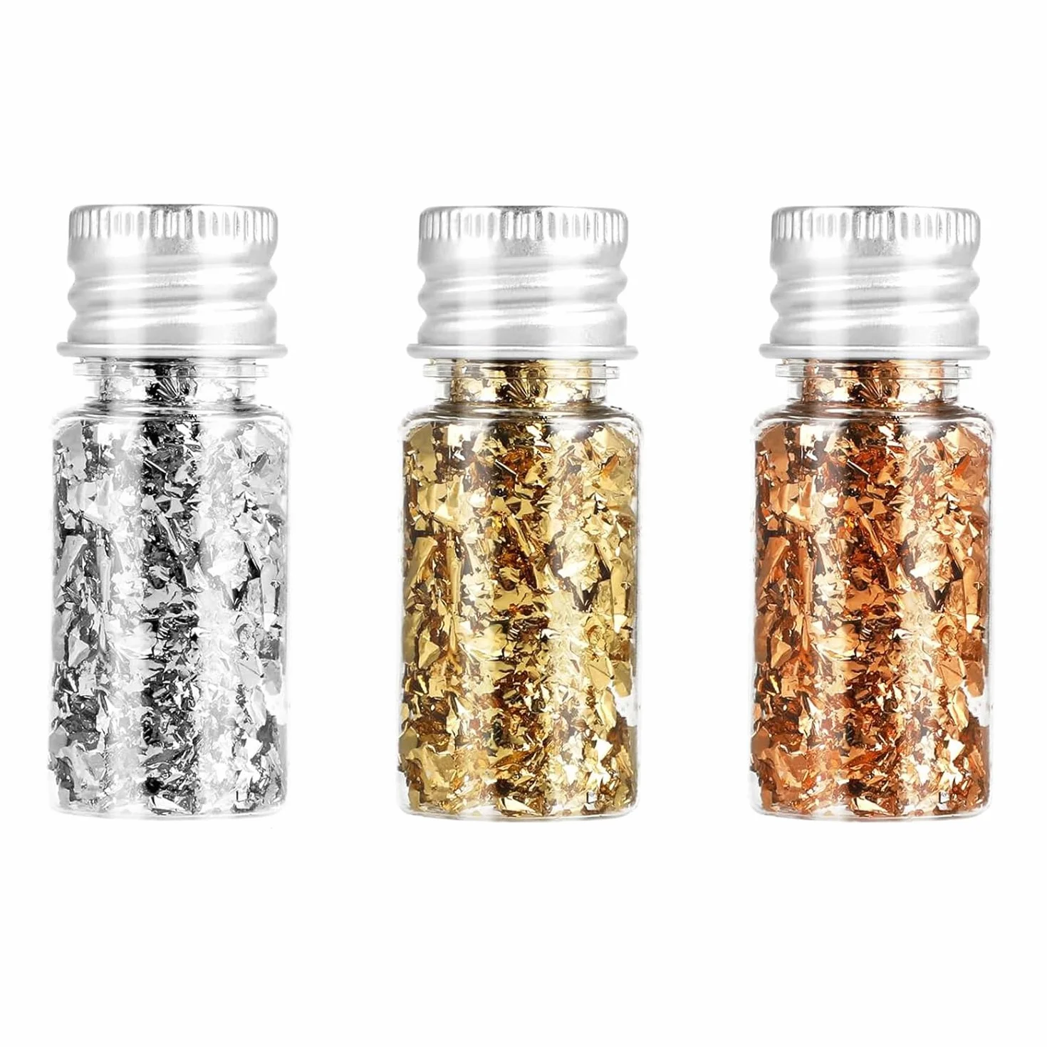 3 bottiglie di schegge di foglia d'oro, schegge di foglia d'oro, foglia d'oro per la cottura, schegge di foglia d'oro, decorazione di torta d'oro, carta stagnola decorativa multifunzionale(Mescolare)