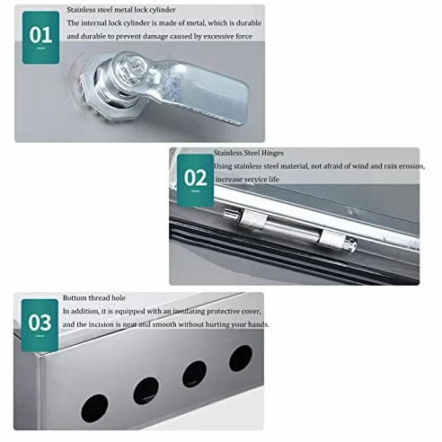 XBTGS Scatola per misuratore elettrico, scatola di connessioni elettriche in acciaio inox IP65, alloggiamenti per sistemi di energia solare fotovoltaica per piscine, 600 x 400 x 200 mm