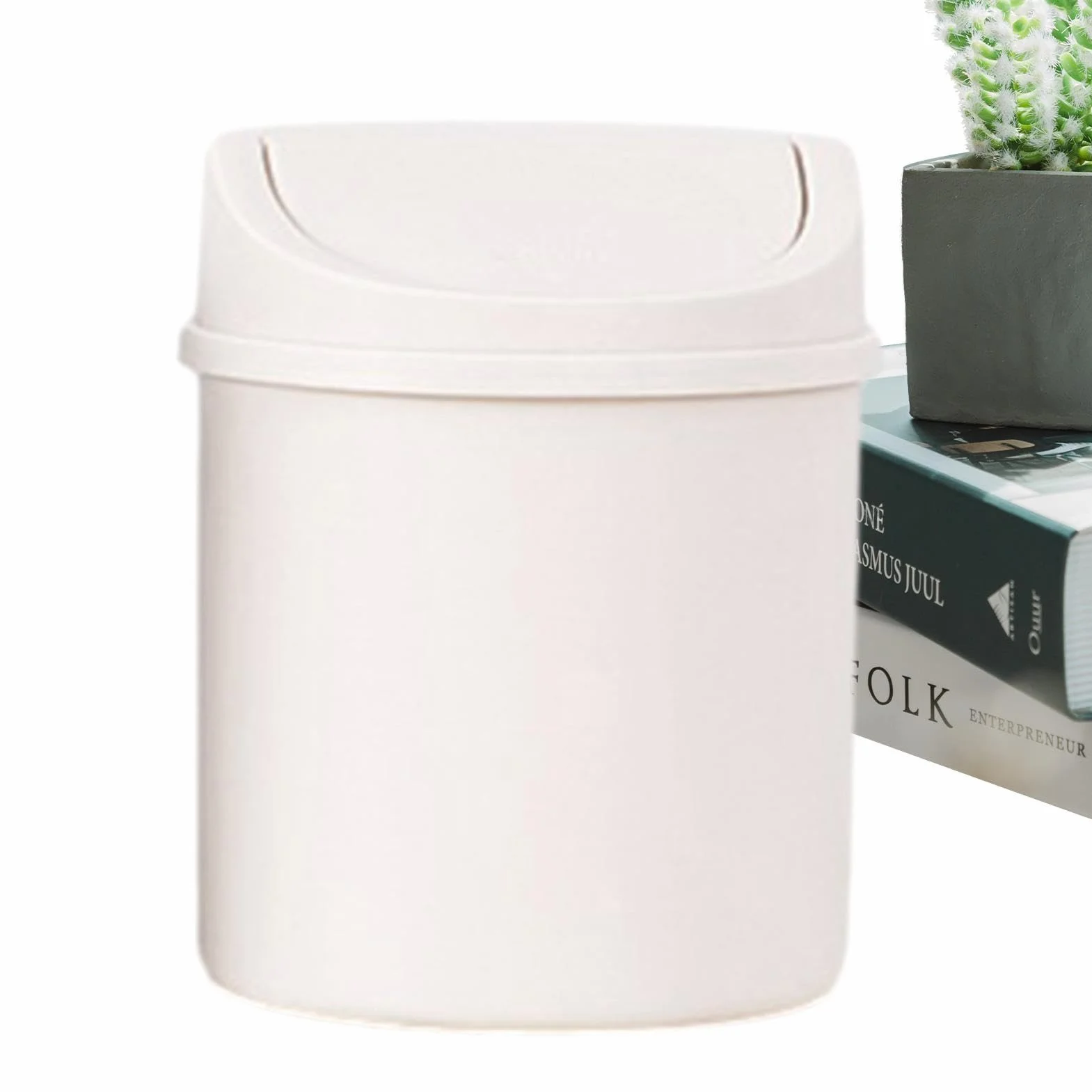 Cestino da Scrivania e Tavolo con Coperchio Girevole, Cestino per Rifiuti e Carta, per Interni Auto, Cucina, Camera da Letto, Uffici