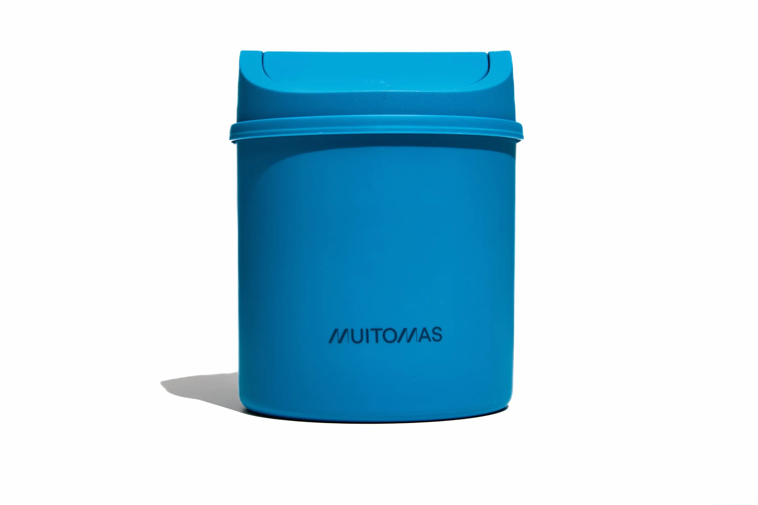 Cestino da Scrivania Mini, con Sportello Apribile e Coperchio Removibile, Compatto per Scrivania e Ufficio, 130x130x170 mm, Colore Blu Ottanio