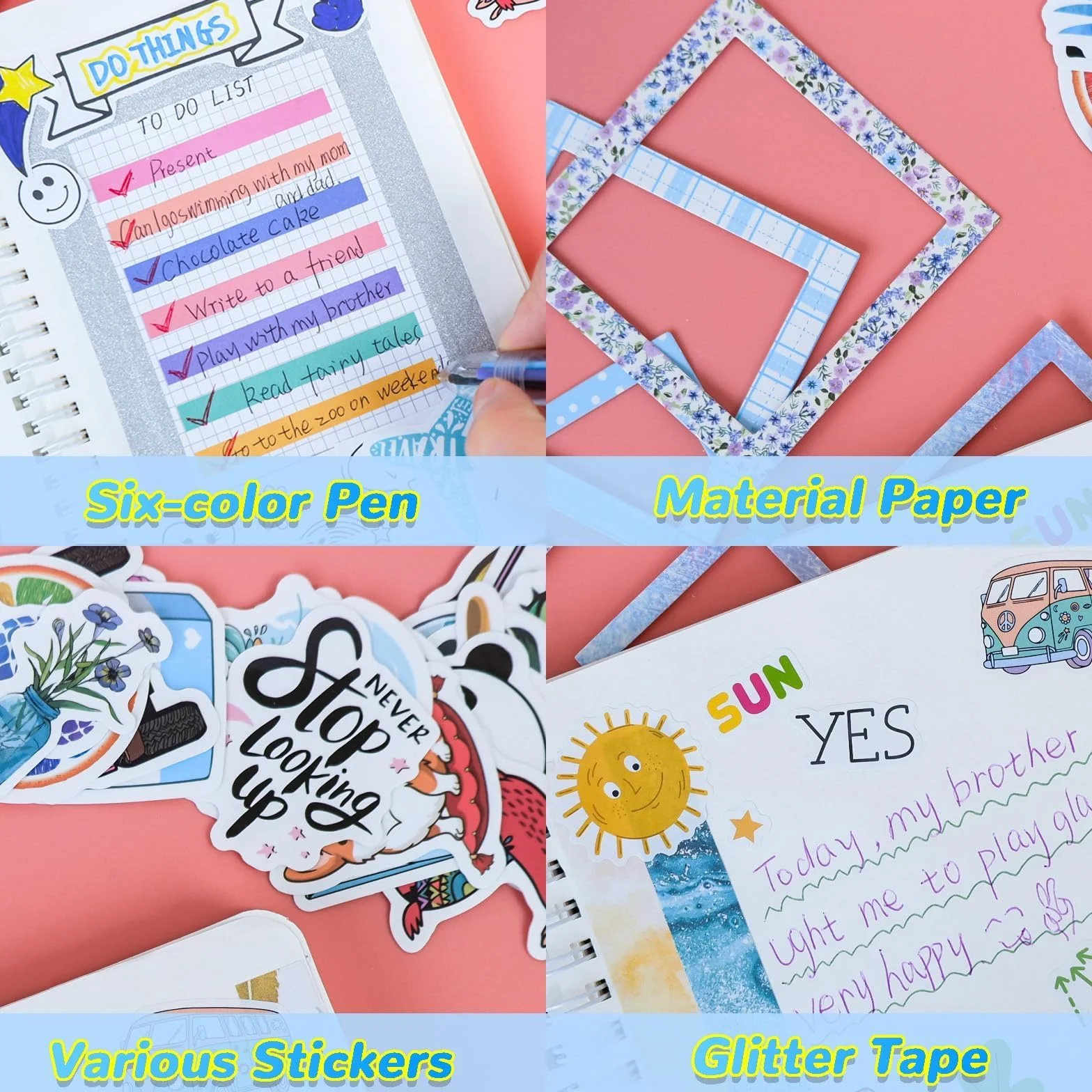 ROEOWENE 153PCS Scrapbooking Kit Stickers Journal DIY Scrapbooking Adesivi Vintage Notebook Aesthetic Accessori Junk Journaling Diario Regalo per Donne Adolescenti Compleanno Natale-Blu