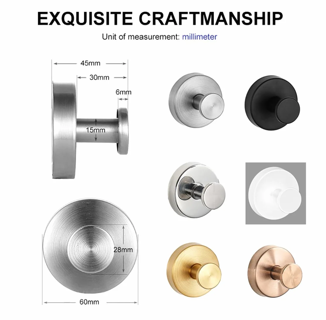2 ganci a ventosa in acciaio inox, senza fori, per doccia, cucina, accappatoio, asciugamani, specchi da parete, oro rosa