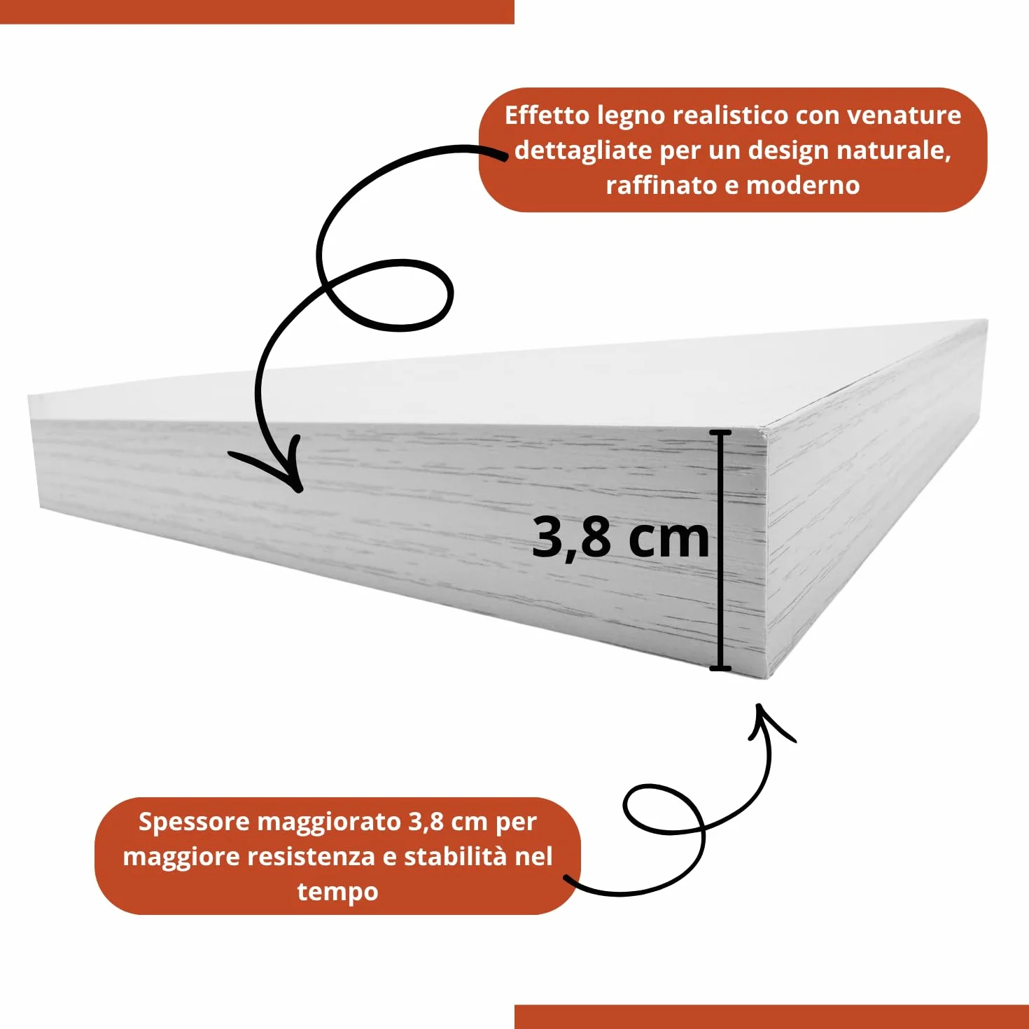 eacommerce Mensola Sospesa da Muro in Legno MDF con Staffa a Scomparsa | Scaffale Parete Design Moderno, Supporto Invisibile, Mensola Cucina Bagno Soggiorno (Bianco Nordico, 60x23x3,8 cm)