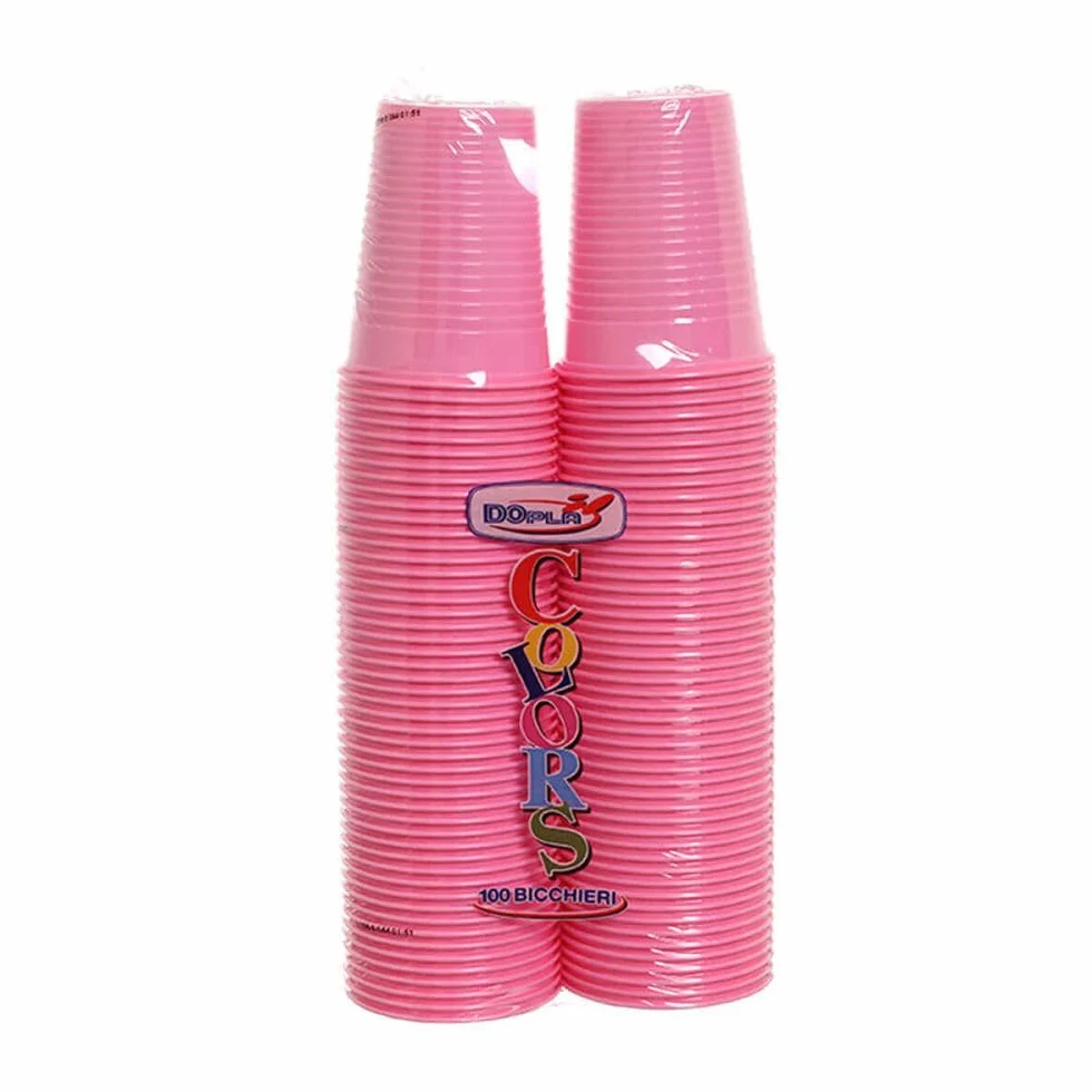 BICCHIERI COLORATI DOPLA da bibita 100 PEZZI ROSA
