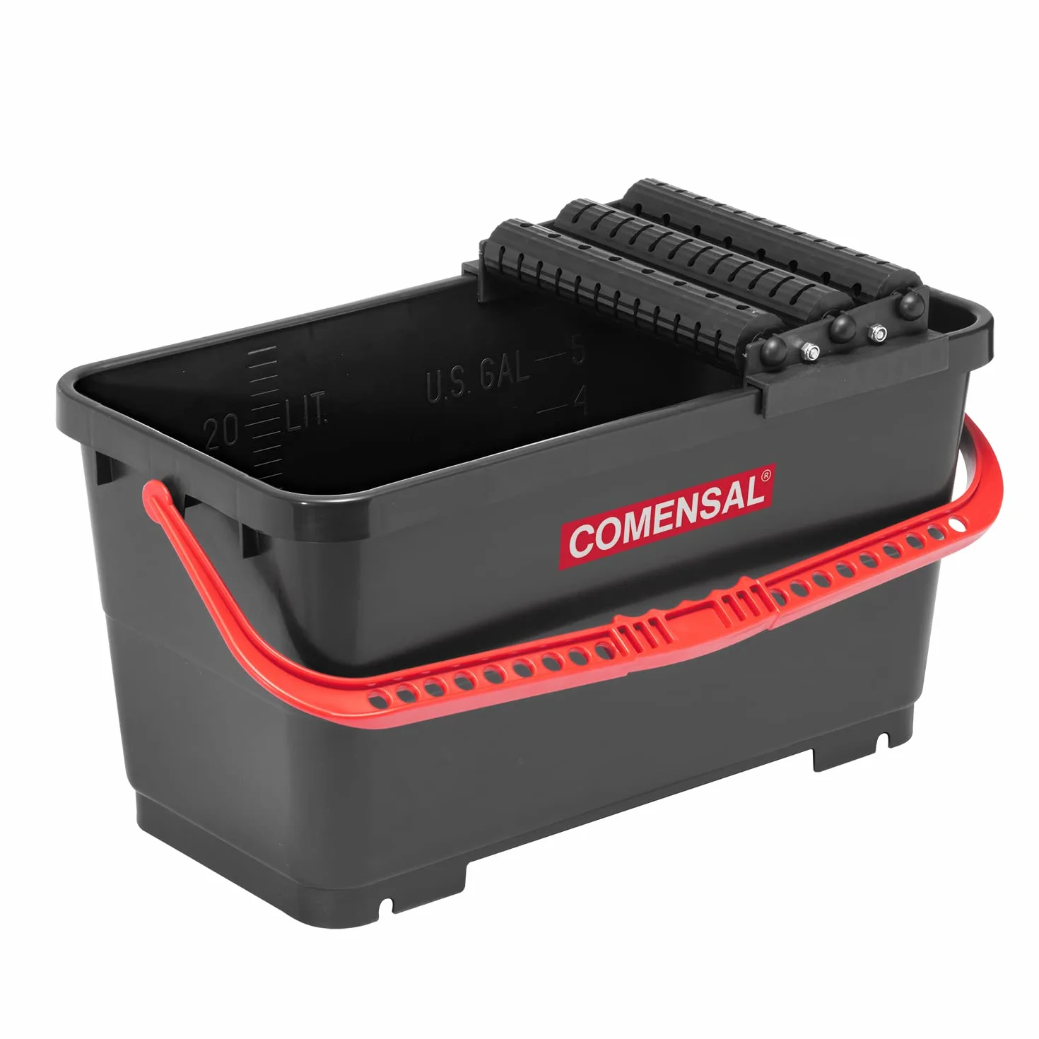 COMENSAL® Set per il Lavaggio Delle Piastrelle in 9 Parti - Set Lavaggio Piastrelle Dopo la Stuccatura - Secchio 24L - con Ruote - Attacco a Rullo - Lastra per Fughe - Spugna - Made in EU