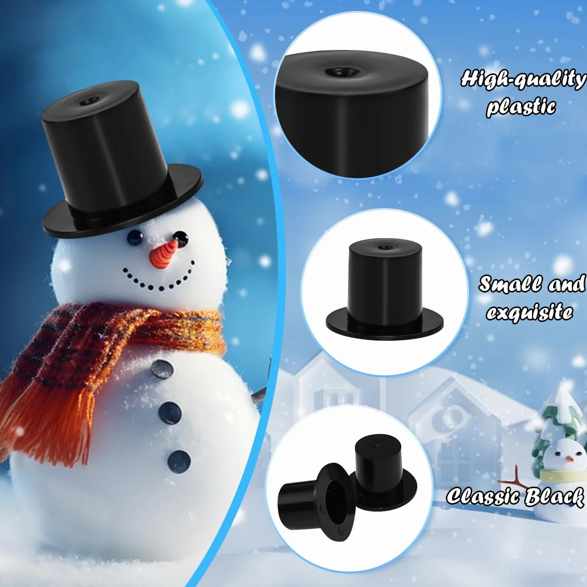 Cappello in Plastica Nero 150 Pezzi LANSKYLAN - Mini Cappellini da Mago, Cilindri in Miniatura per Decorazione Natalizie