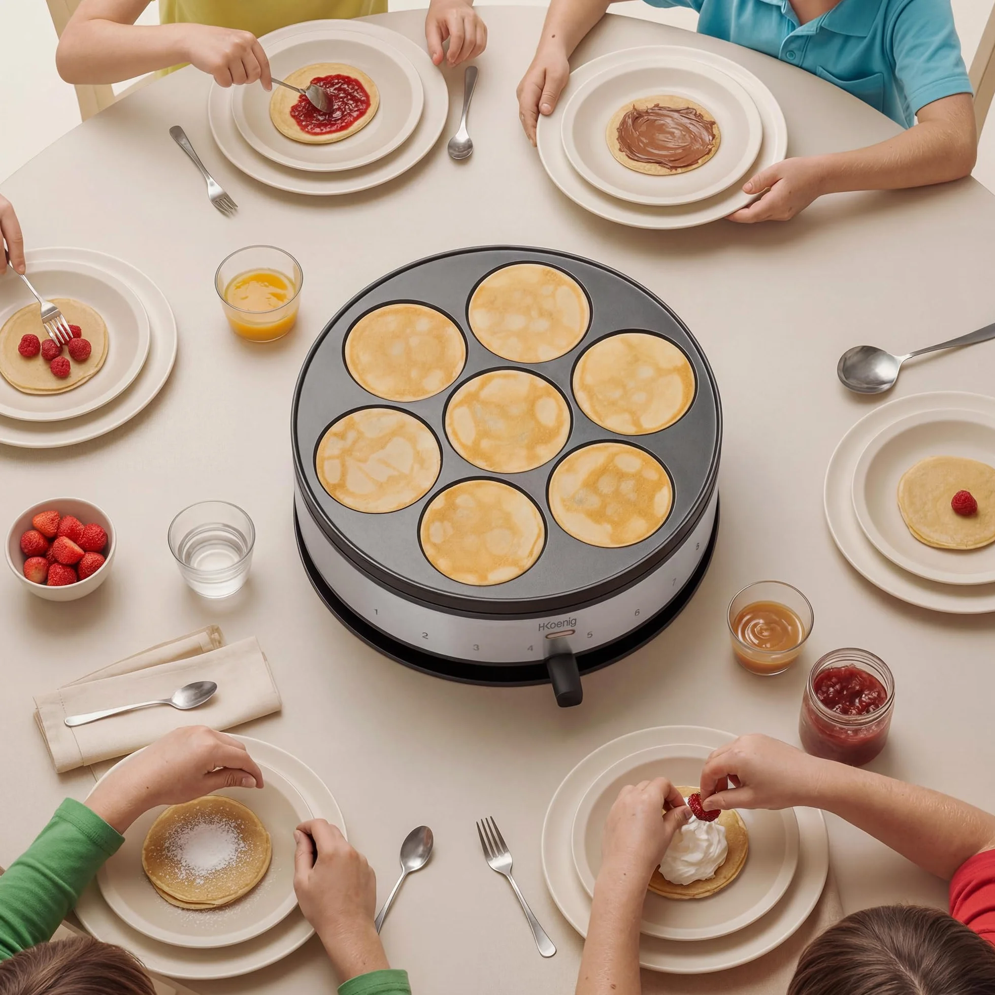 H.Koenig Crepiera con Piastra Reversibile 2 in 1 KREP56,Crêpes,Mini Crêpes,Pancakes,Termostato Regolabile Fino a 230°,Rivestimento Antiaderente,1500W