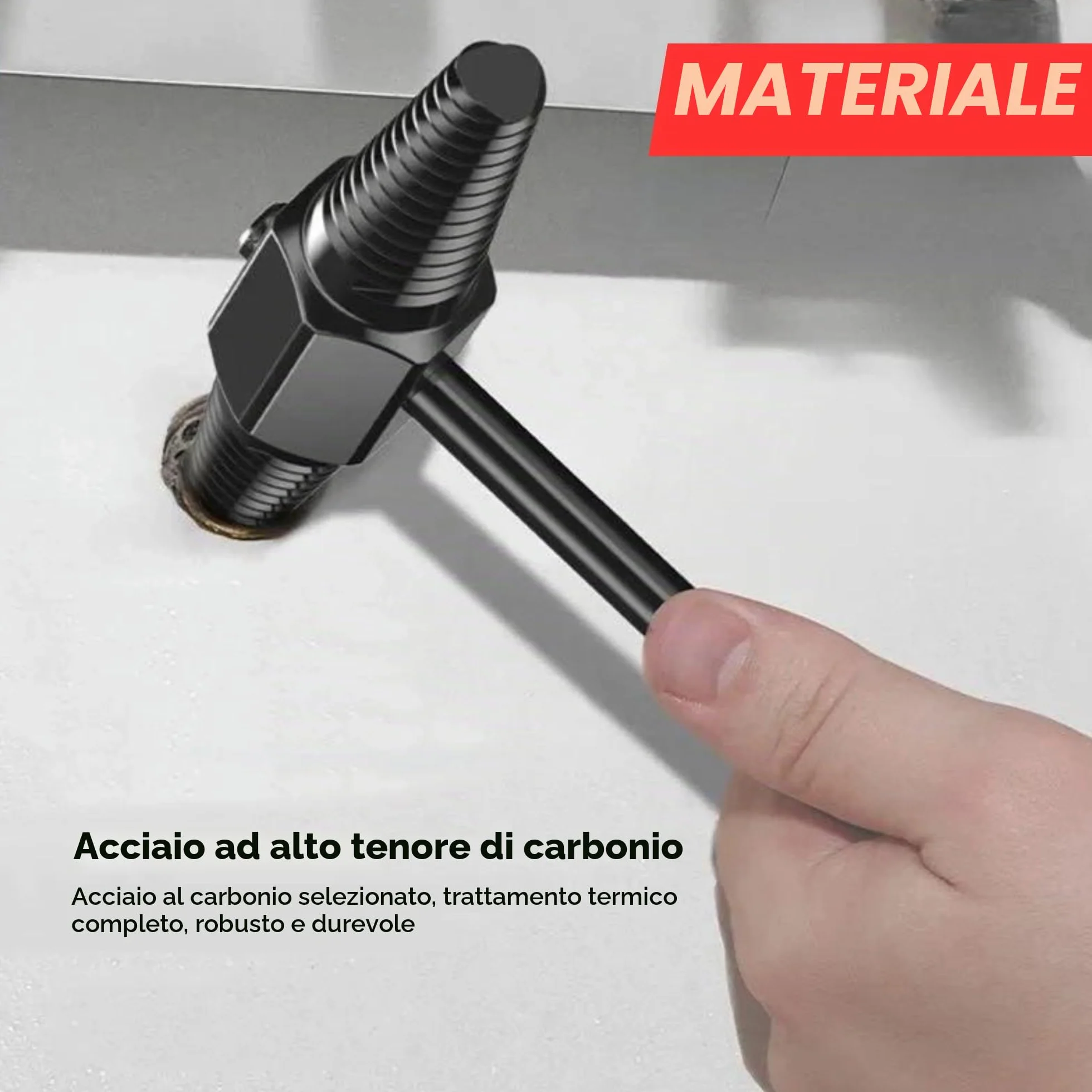 Estrattore di Tubi. Estrattore per Viti Danneggiate e Bulloni Rotti da ½ a ¾ Pollici. Toglifilo a Doppia Testa con Leva Ausiliaria. Acciaio al Carbonio.