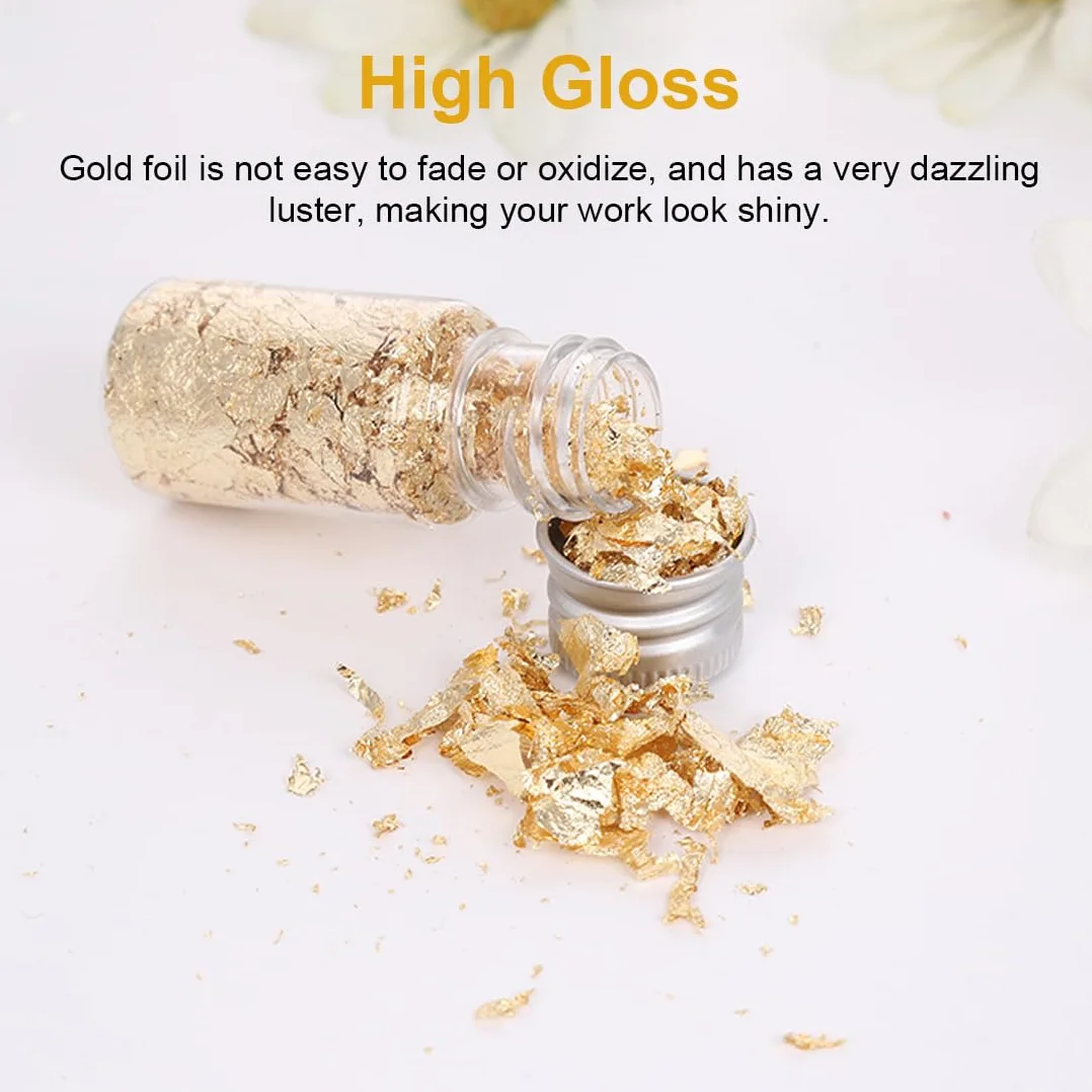 EIHI 3 Bottiglie Oro Commestibile Foglia D'Oro Per Decorazione Torte Fai Da Te - Pellicola Decorativa Per Artigianato Con Clip E Pennello