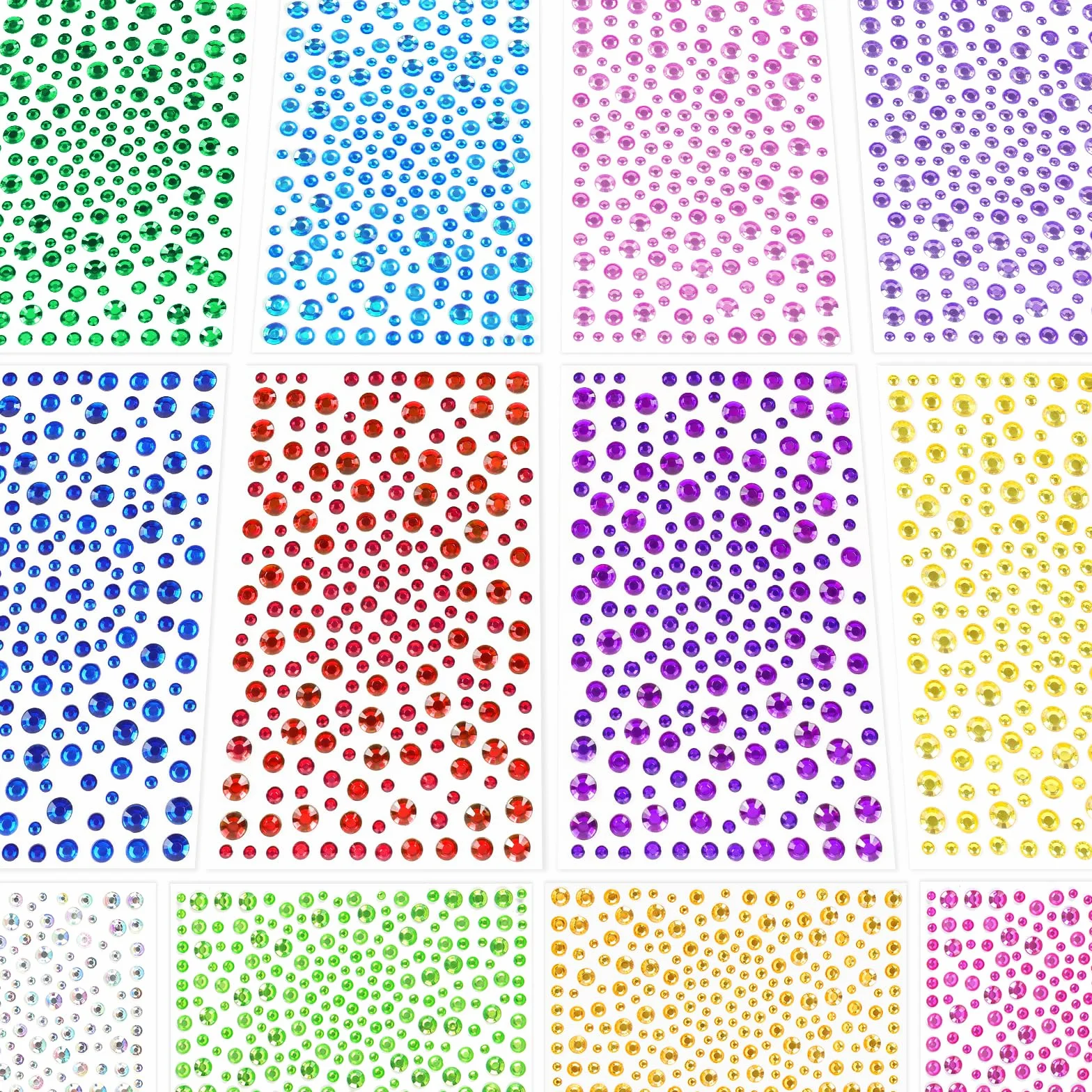 Vicloon 12 Fogli Adesivi Strass Colorati Cristallo Foglio Brillantini per Bambini Fai da Te