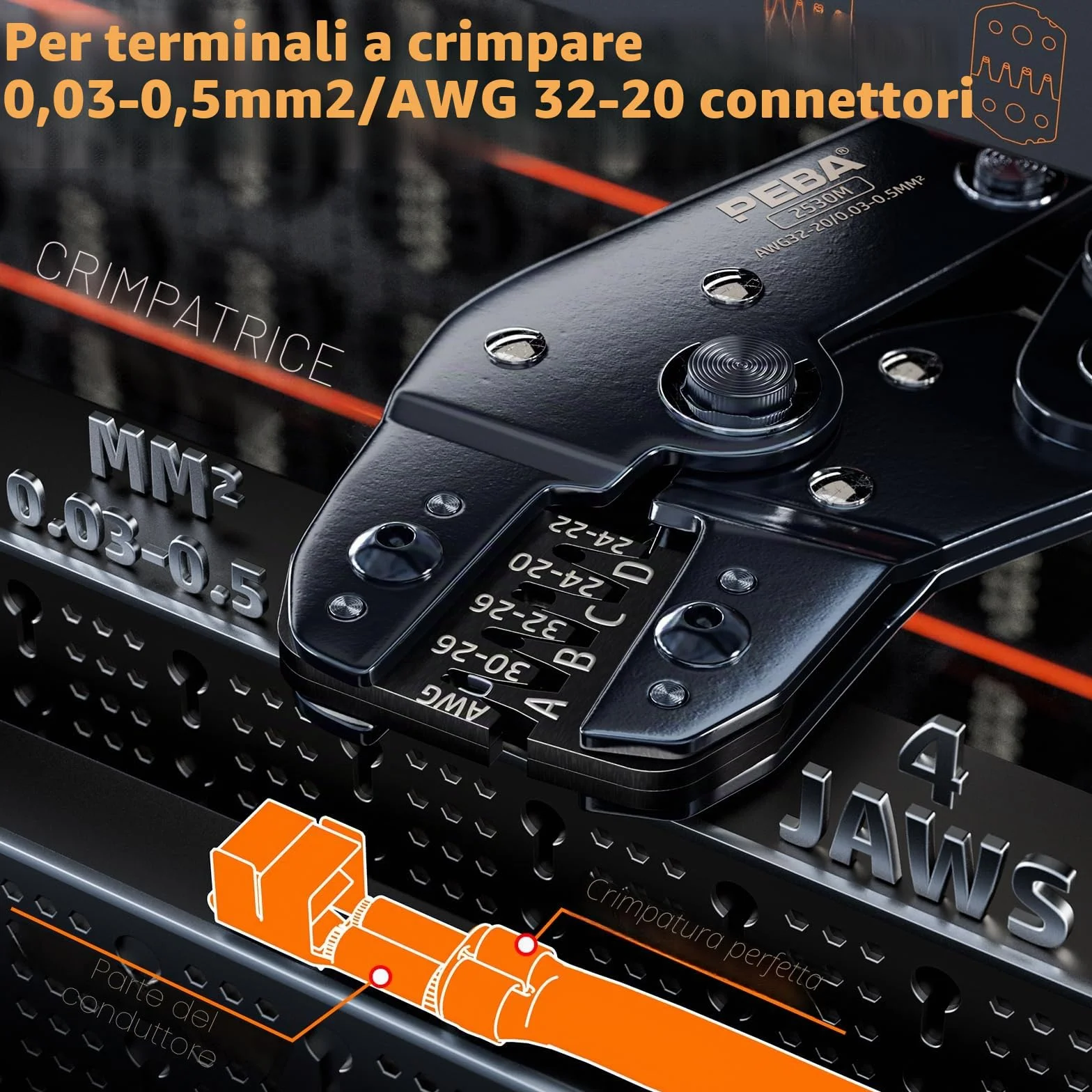PEBA Set di Pinze Crimpatrici per D upont 2,54 mm Connettori/JST-XH 2,5mm Connettori, Pinza Crimpatrice 0,03-0,5 mm² per D upont 2.54mm,JST-XH/SM/SYP/PH/VH 3,96 mm Connettori, Molex, AMP EI, ecc.