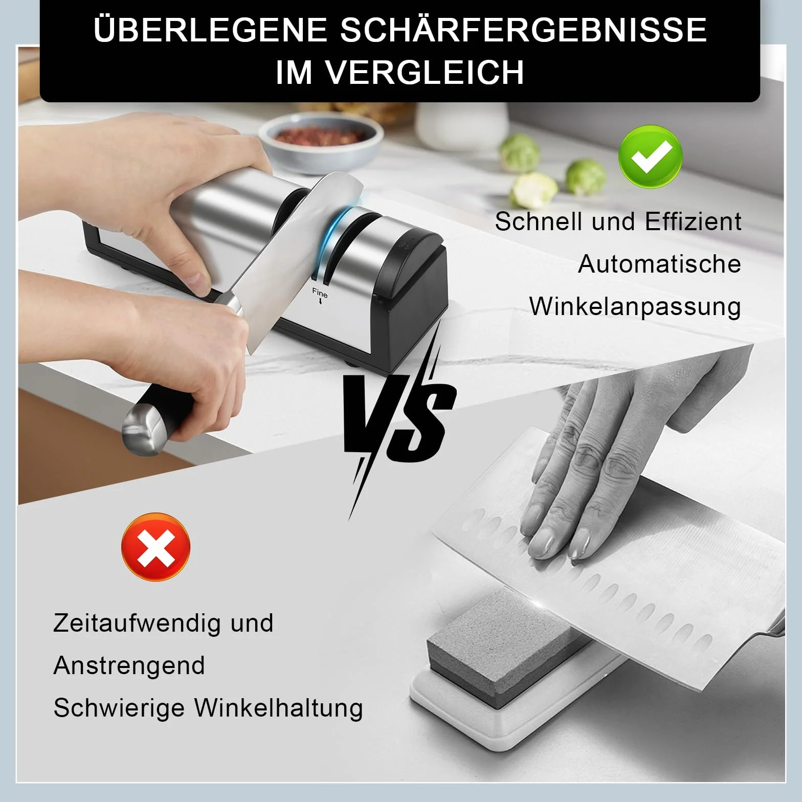 SOARFLY Affilacoltelli Elettrico in Acciaio Inox, Affilacoltelli Professionale di Alta Precisione, Veloce ed Efficiente, Affilacoltelli Multifunzionale per Coltelli da Cucina