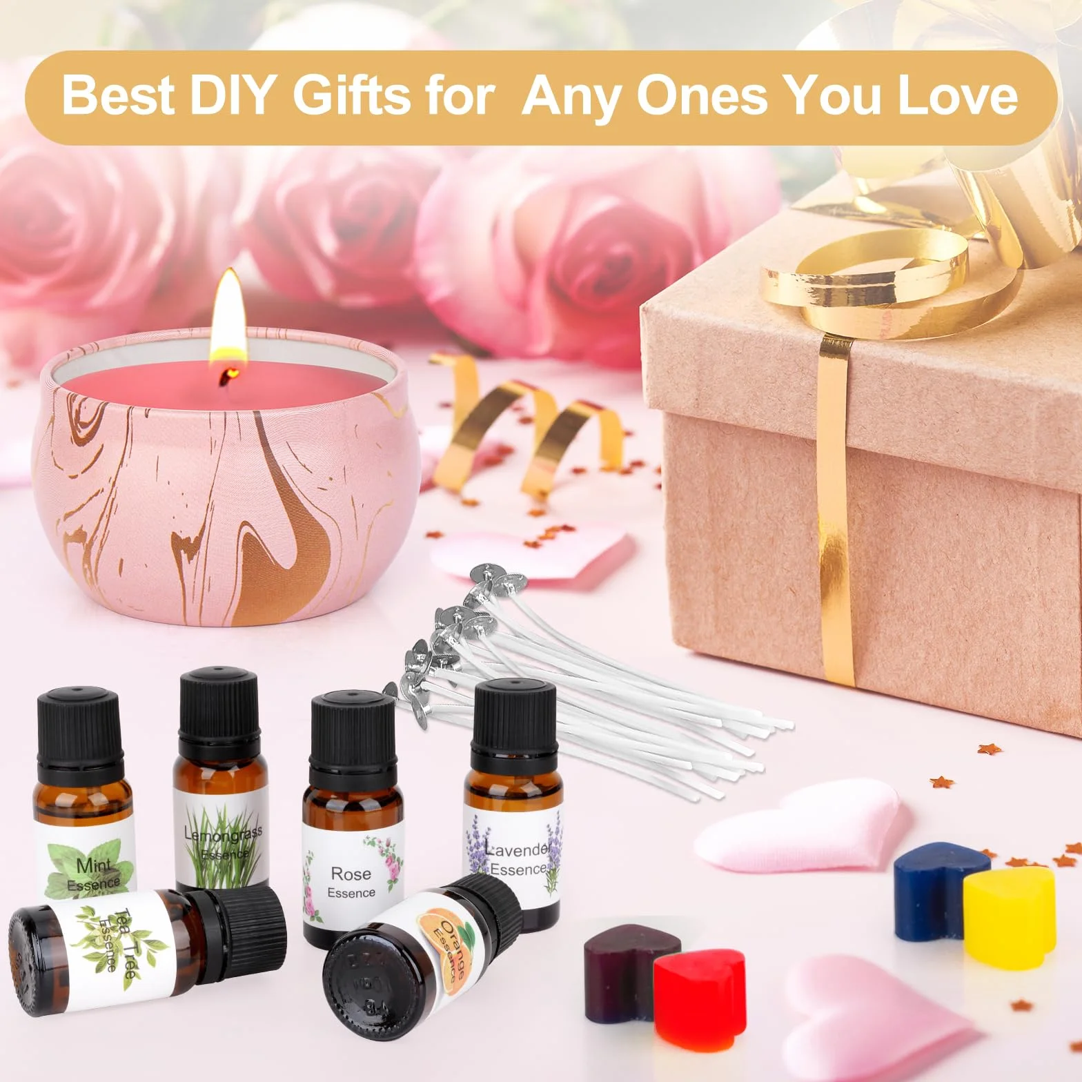 Set di Candele fai da te,Kit Candele Fai da Te per Adulti,Set di Candele Profumate con 480g Cera di soia,9 Barattoli di Candela,6 oli Profumati, 8 Blocchi di colore,DIY Set Regalo per Principianti