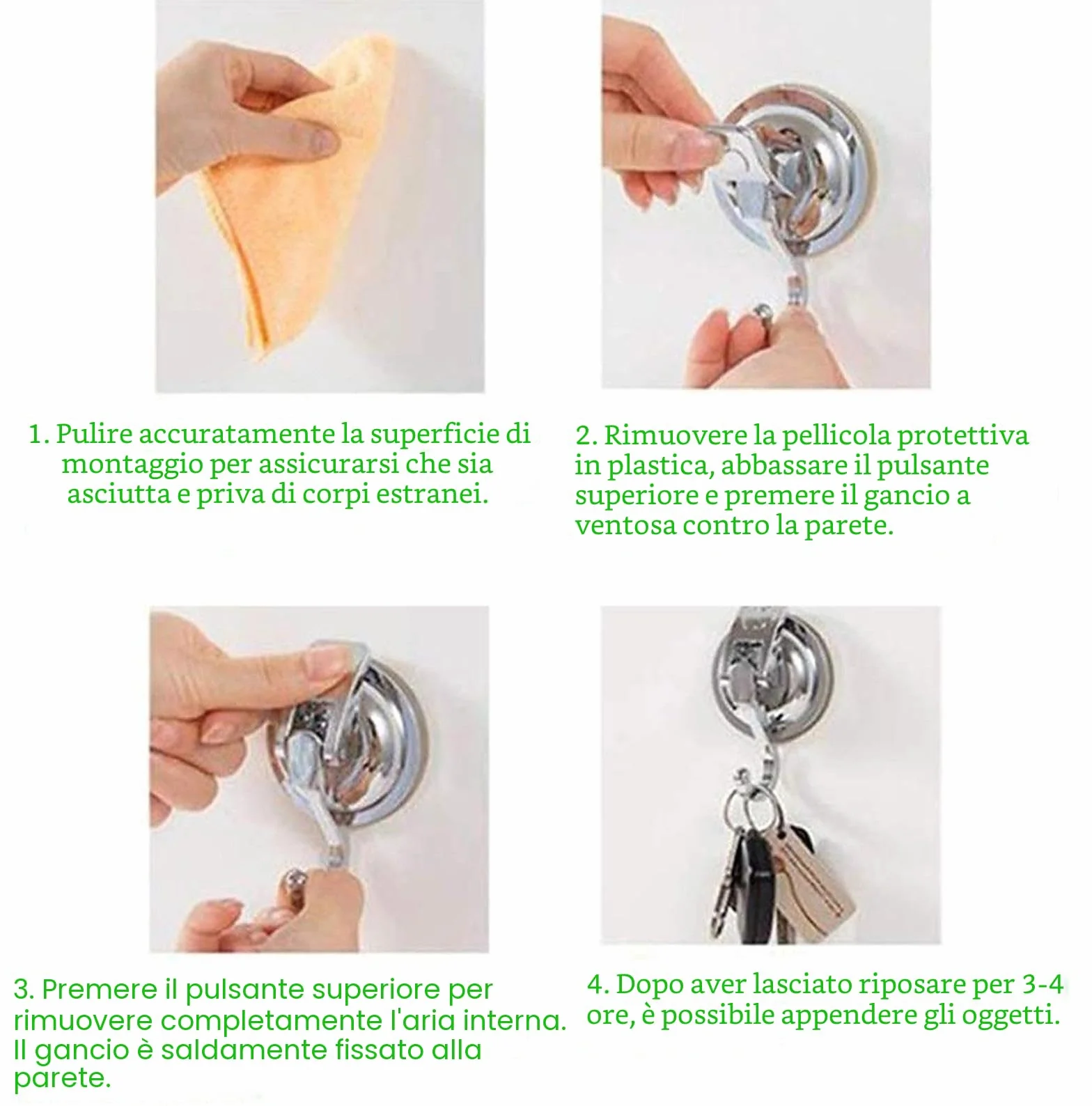 Ganci a ventosa autoadesivi argento confezione da 2