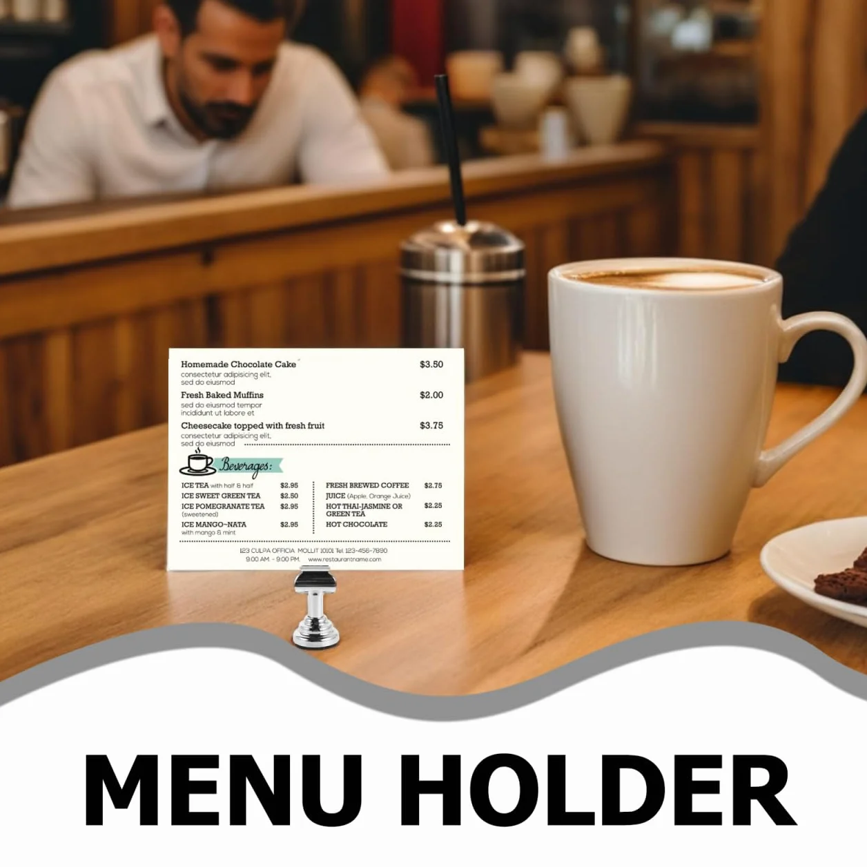 4 segnaposto in metallo argento con base rotonda, piccolo segnaposto per matrimonio, buffet, biglietti da visita, stabile porta carte di credito per gastronomia e ufficio