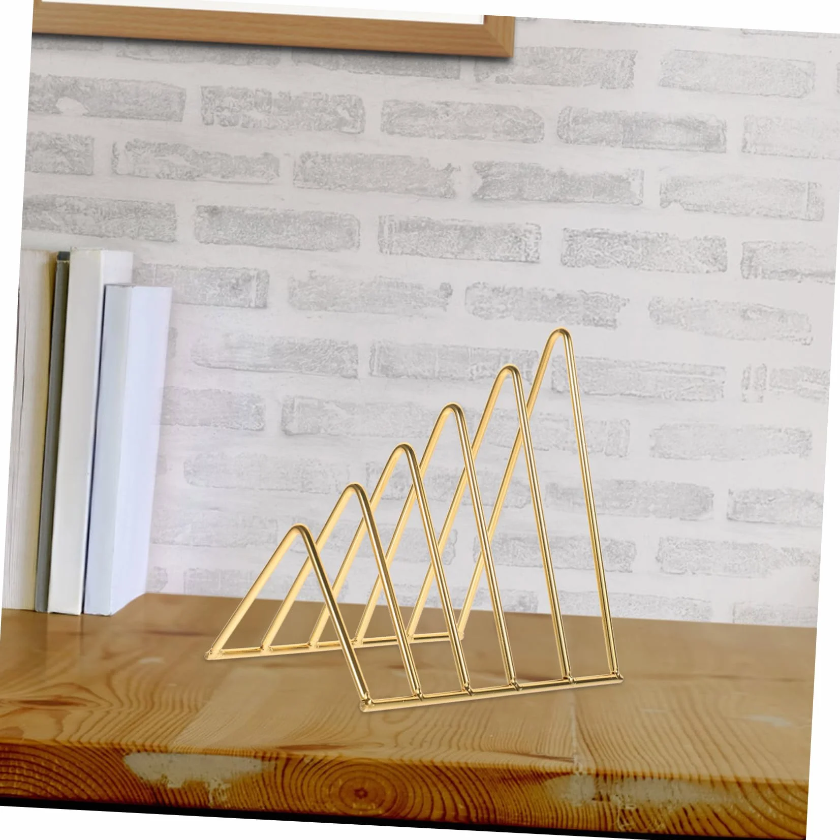 Organizer da Scrivania in Ferro Color Oro Design Semplice e Angoli Arrotondati, Porta Libri e File Leggero e Pratico per Ufficio e Aula