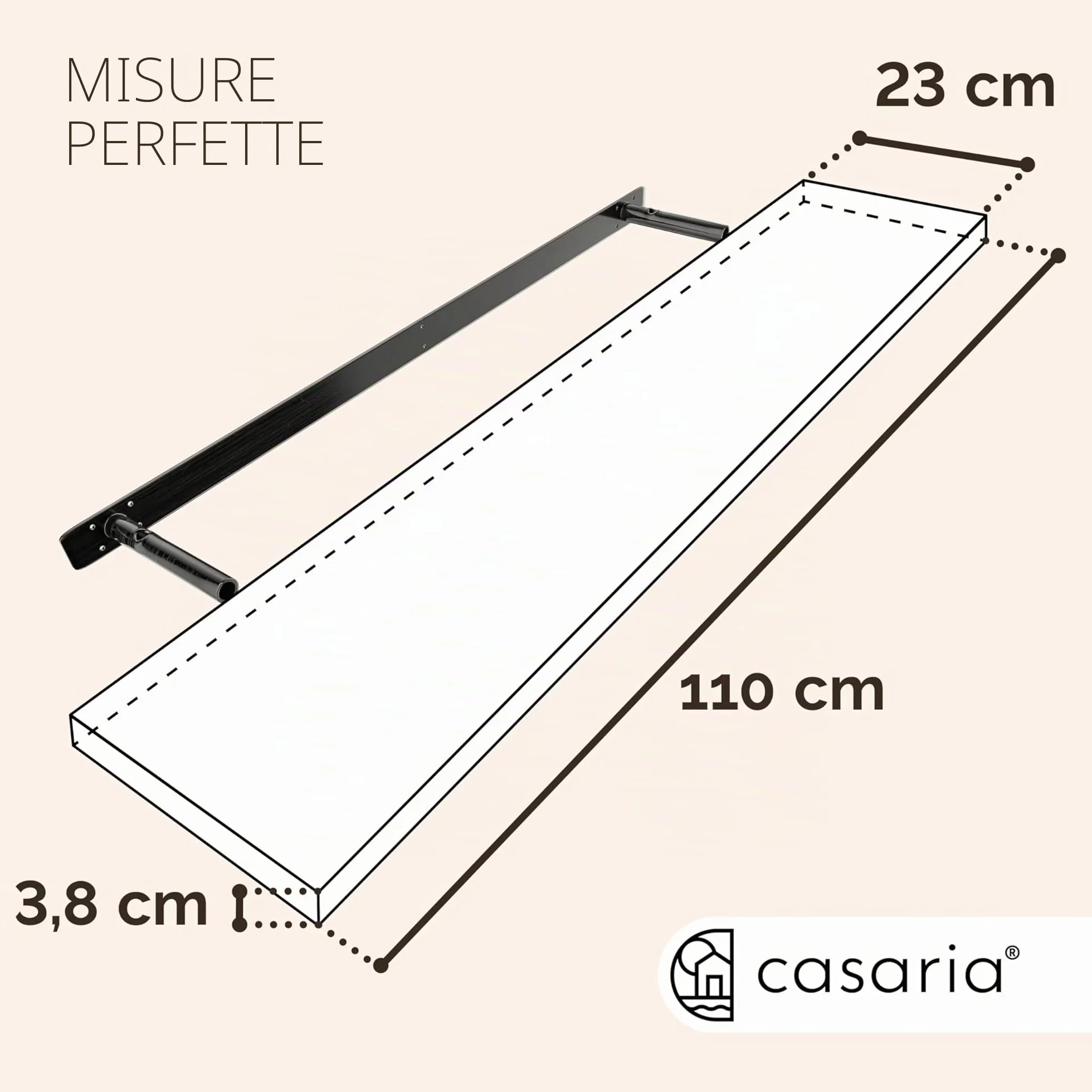 Casaria Mensola da Parete Legno 110cm Supporto 50-110cm Pensile 15kg Cucina Libreria Quercia Scura