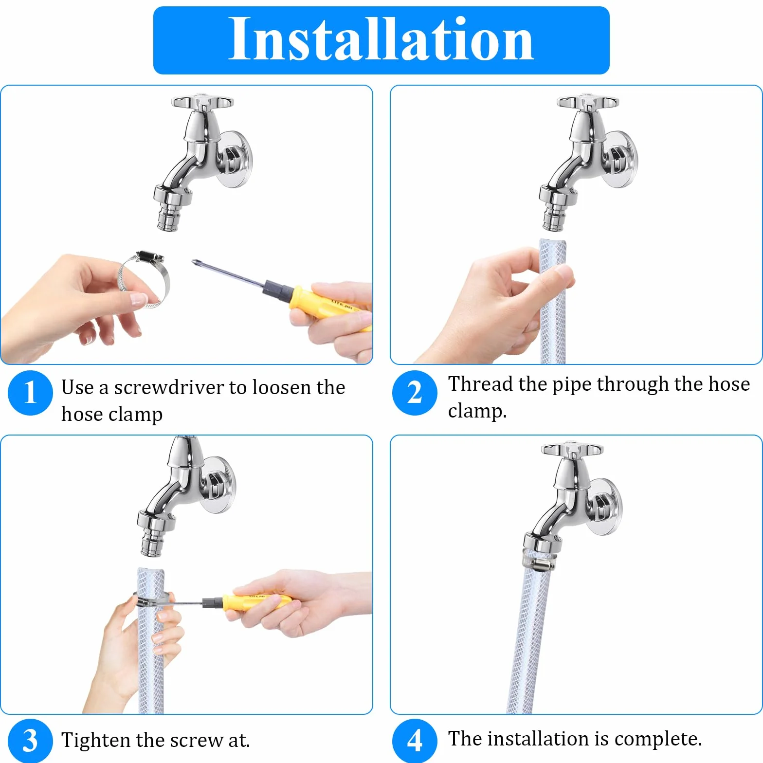 60 Pezzi Fascette Stringitubo Set, Fascetta Stringitubo Regolabile 6-51mm Metalliche, Fascette a Vite in Acciaio Inox, per Lavatrice, Tubi Piscina, Giardino, Tubi Gas, Acqua, Auto