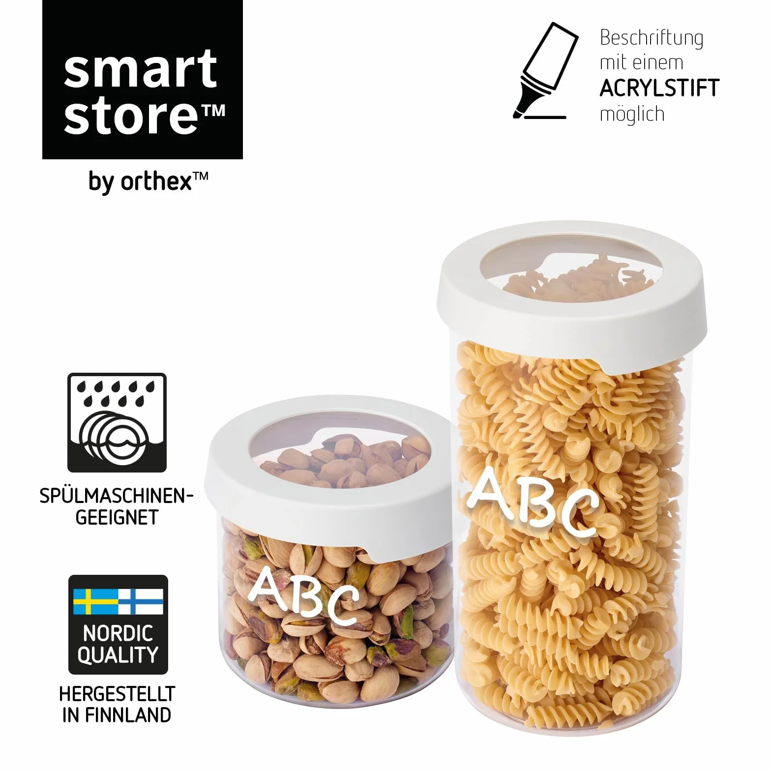 SmartStore Set di contenitori rotondi per alimenti secchi trasparenti con coperchio, 6, senza BPA, lavabili in lavastoviglie, 4 x 0,75 l, 2 x 1,45 l