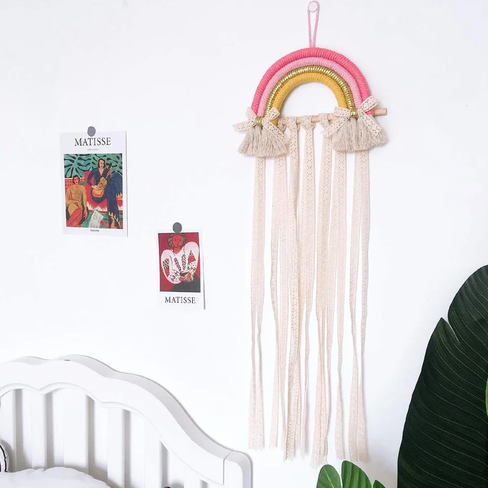 Organizzatore di arco per Capelli Decorazione Arcobaleno Parete Clip Appendiabiti Casa (Rosa)