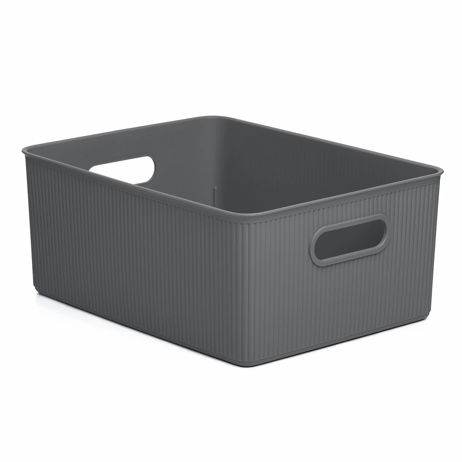 TATAY Cestino Portaoggetti Plastica 15 L Baobab Scatola Organizzatrice Manici Integrati Grigio