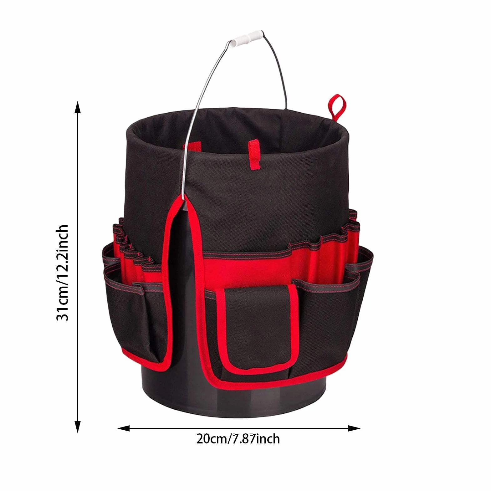 Organizer per secchiello attrezzi da giardino Borsa tasche multiple impermeabile Nero